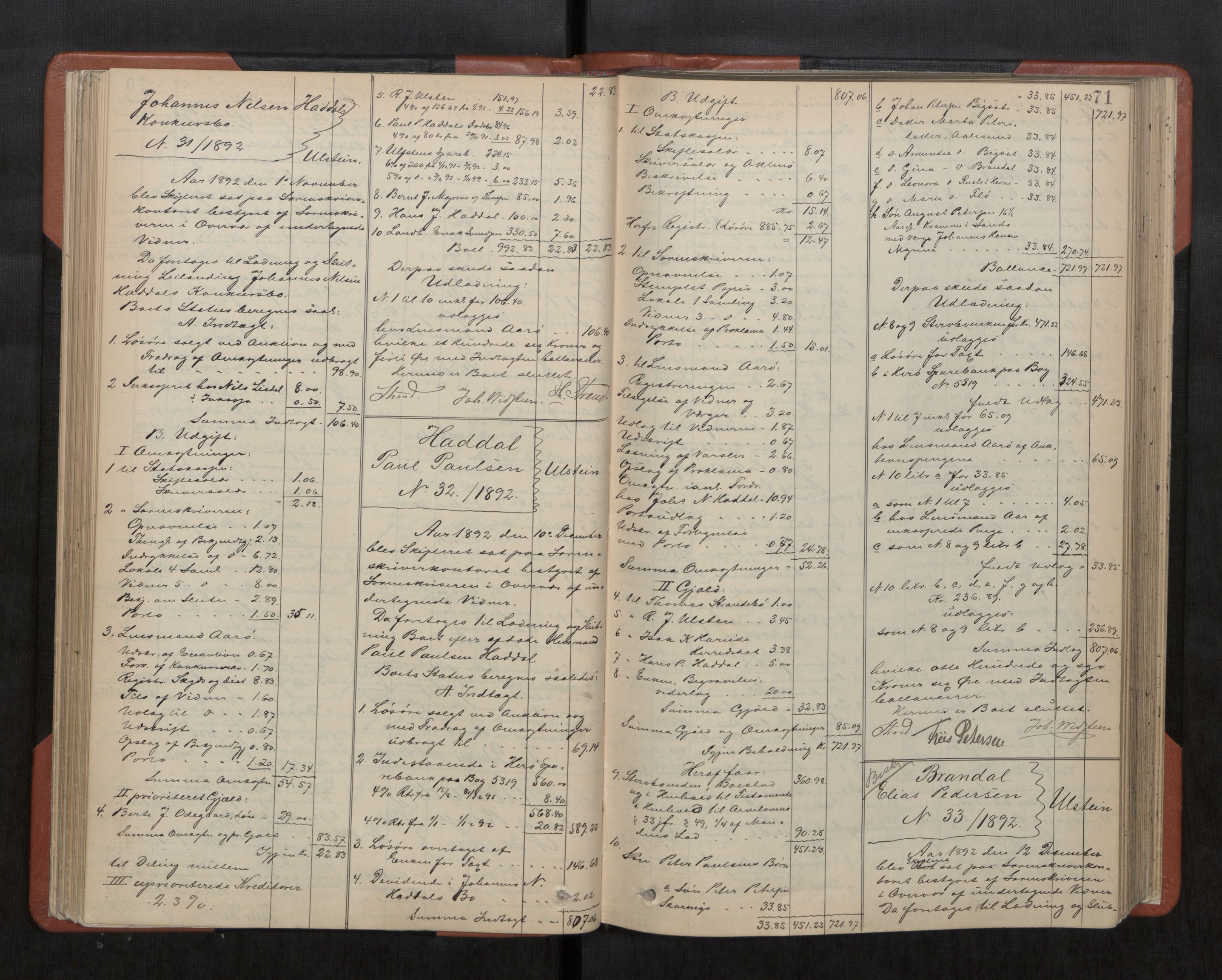 Søre Sunnmøre sorenskriveri, AV/SAT-A-4122/1/3/3A/L0019: Skifte- / Skifteutloddings- / Skifteslutningsprotokollar, 1889-1901, s. 71
