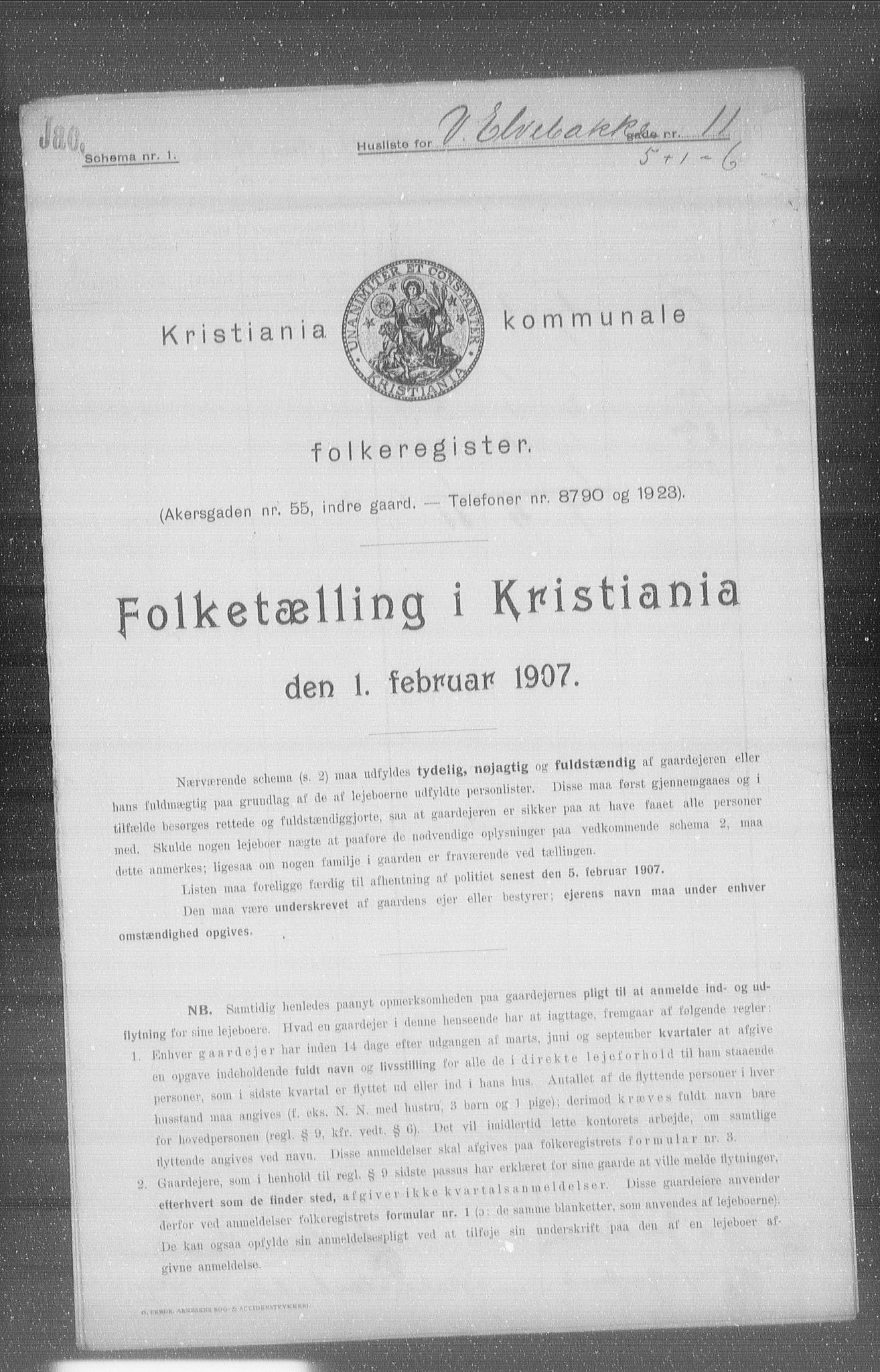 OBA, Kommunal folketelling 1.2.1907 for Kristiania kjøpstad, 1907, s. 62304