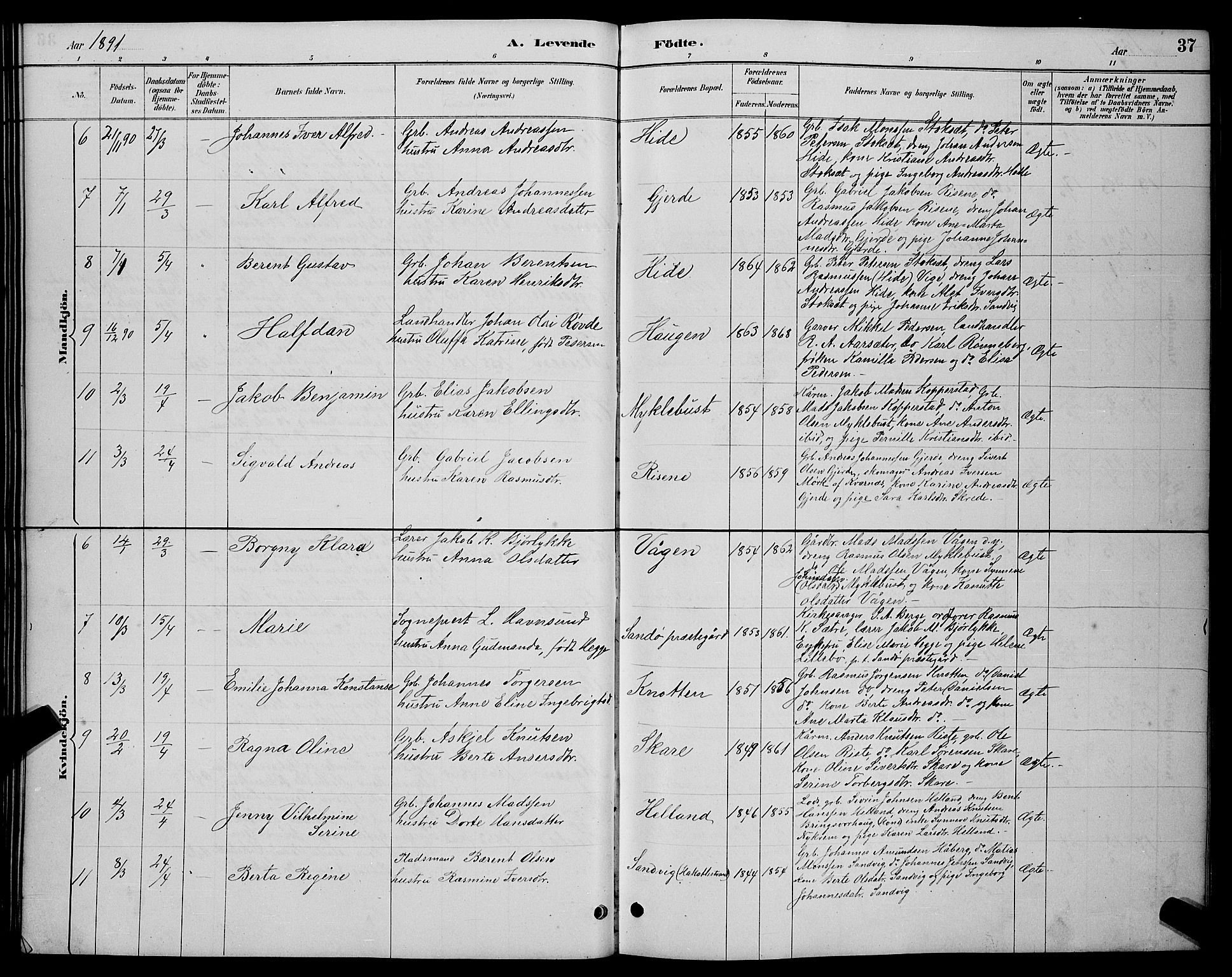 Ministerialprotokoller, klokkerbøker og fødselsregistre - Møre og Romsdal, AV/SAT-A-1454/503/L0048: Klokkerbok nr. 503C03, 1885-1893, s. 37