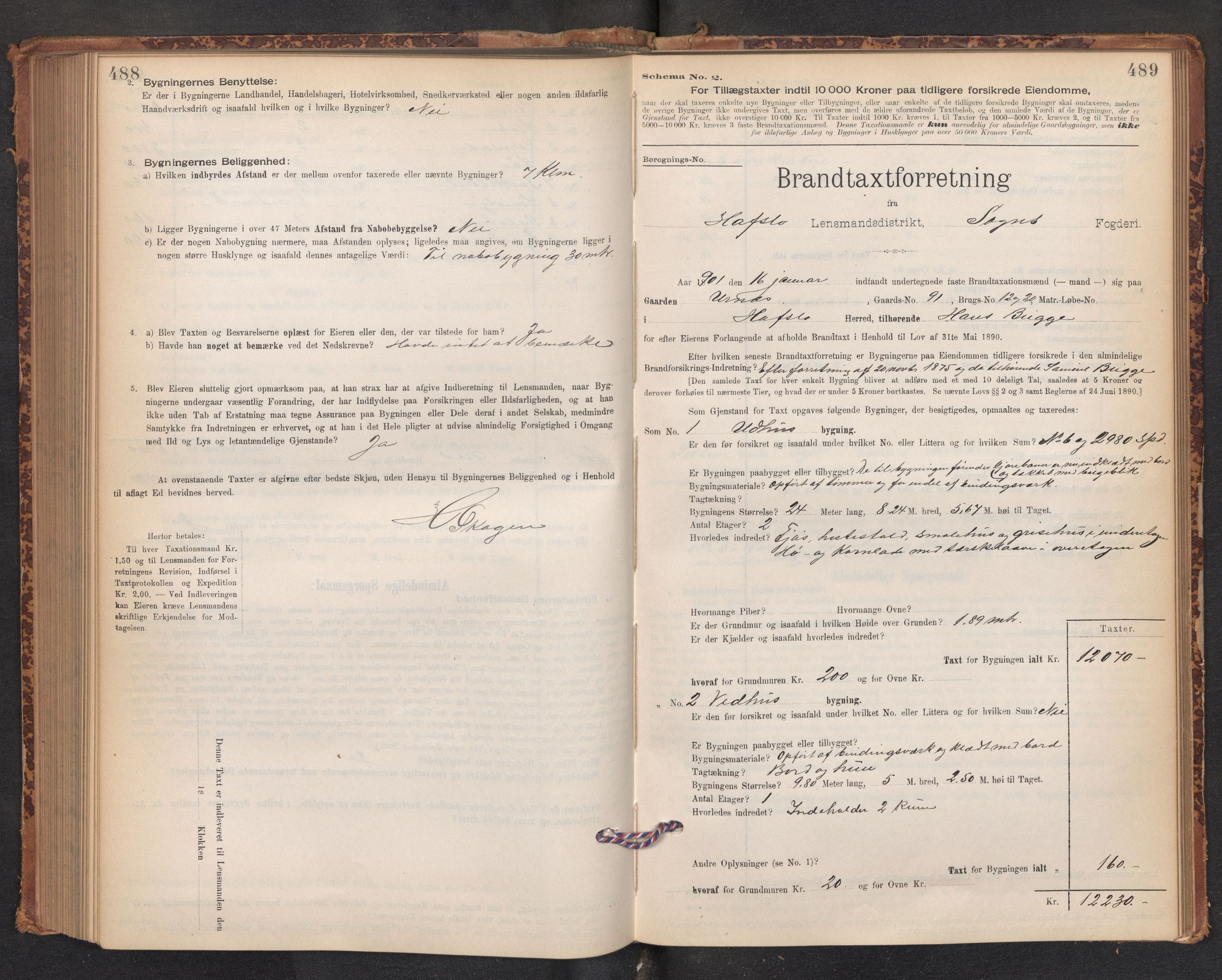 Lensmannen i Hafslo, SAB/A-28001/0012/L0006: Branntakstprotokoll, skjematakst, 1895-1904, s. 488-489