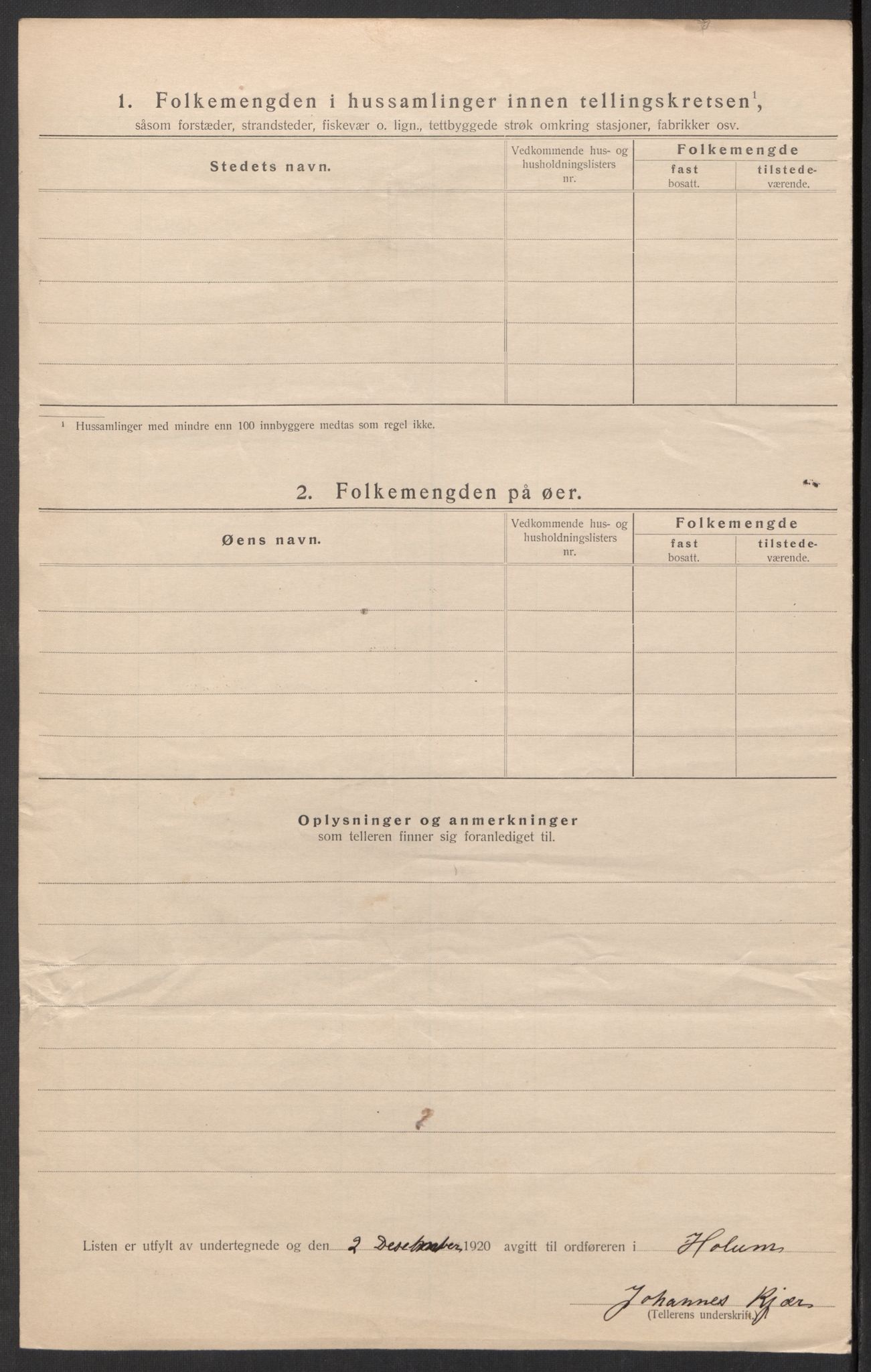 SAK, Folketelling 1920 for 1020 Holum herred, 1920, s. 33