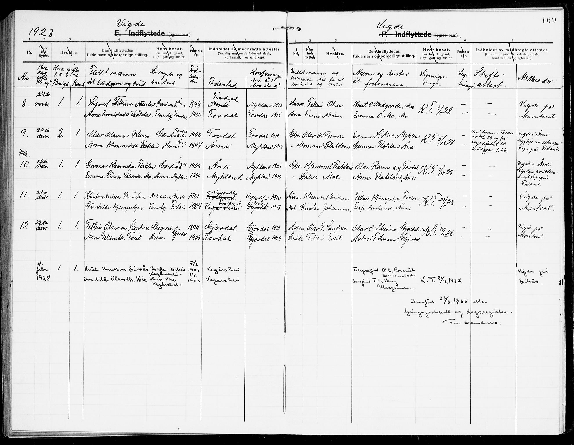 Åmli sokneprestkontor, AV/SAK-1111-0050/F/Fa/Fac/L0013: Ministerialbok nr. A 13, 1914-1933, s. 169