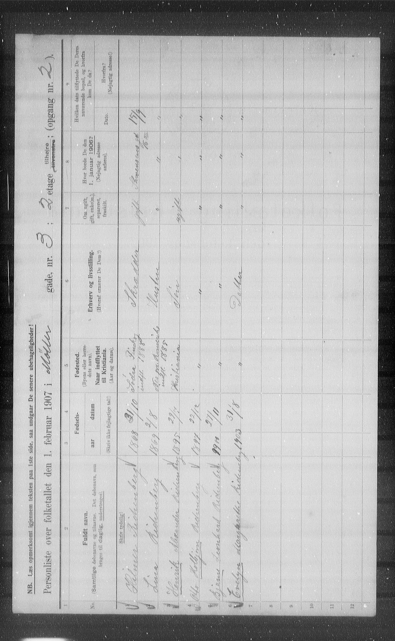 OBA, Kommunal folketelling 1.2.1907 for Kristiania kjøpstad, 1907, s. 34926