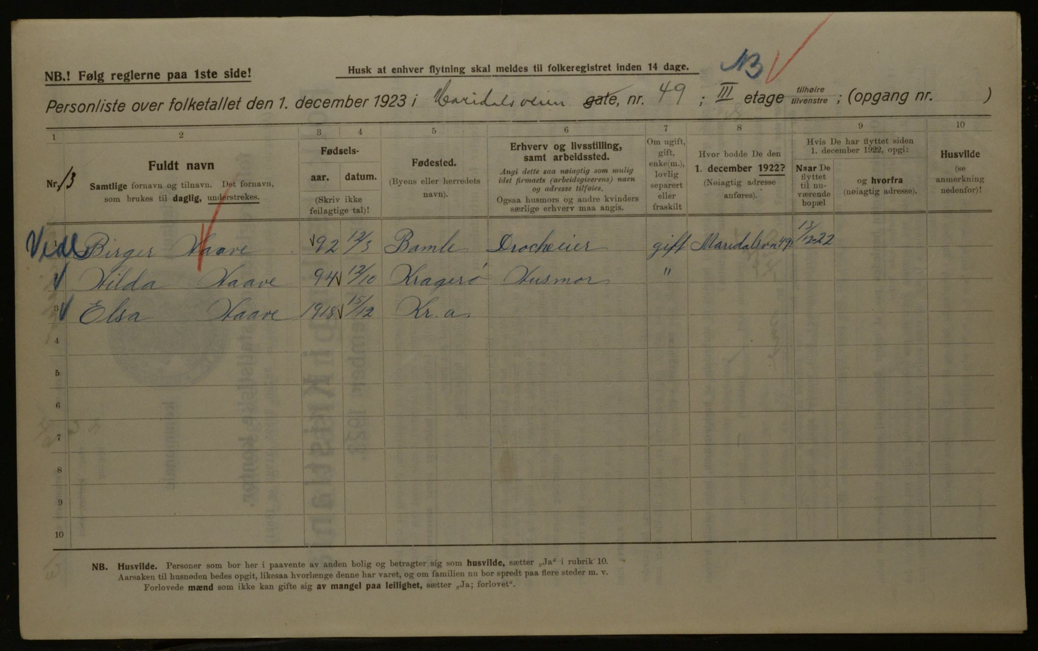 OBA, Kommunal folketelling 1.12.1923 for Kristiania, 1923, s. 68129