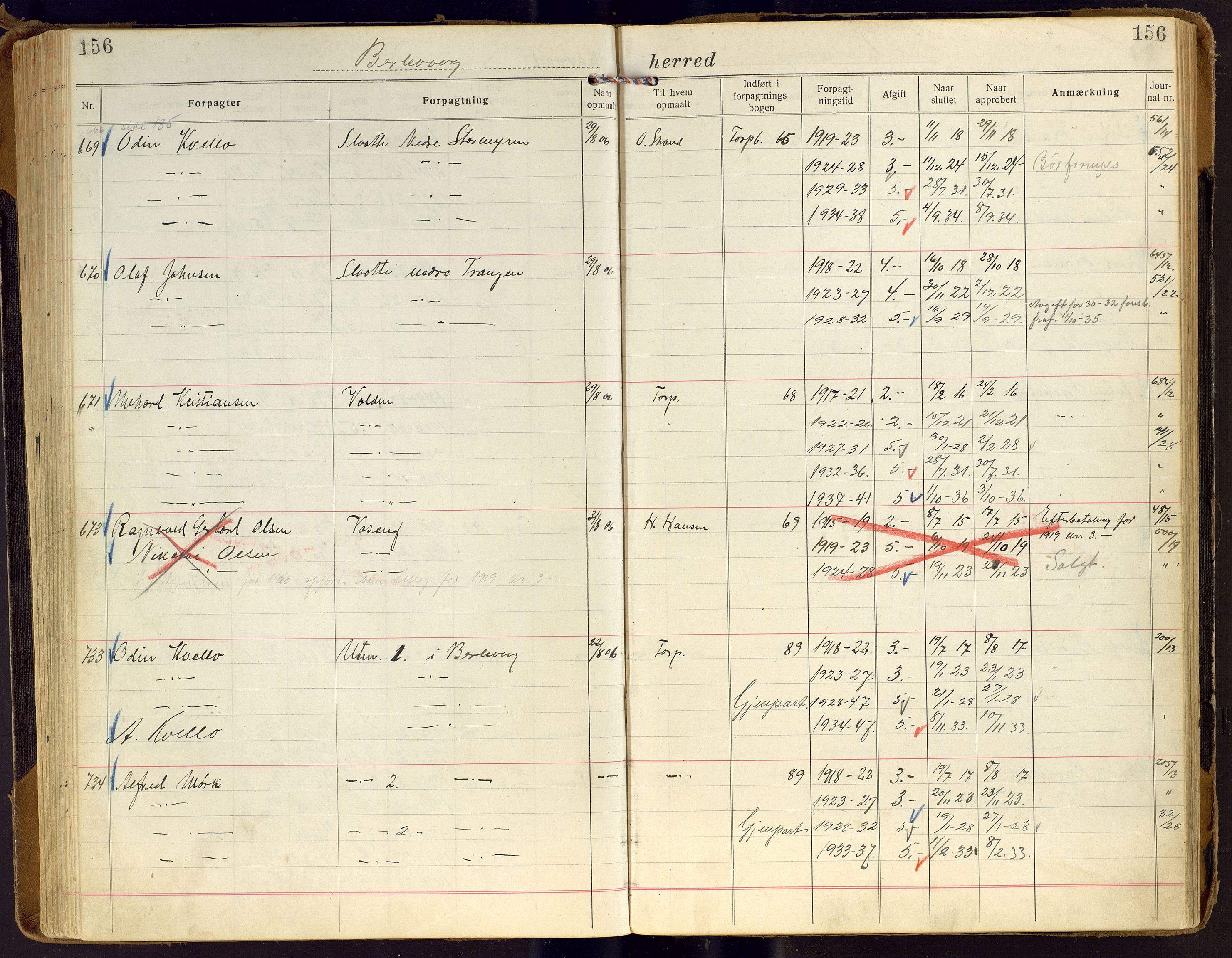 Finnmark jordsalgskommisjon/jordsalgskontor og Statskog SF Finnmark jordsalgskontor, AV/SATØ-S-1443/J/Ja/L0006: Forpaktningsbok for Finnmark II, 1916-1947, s. 156