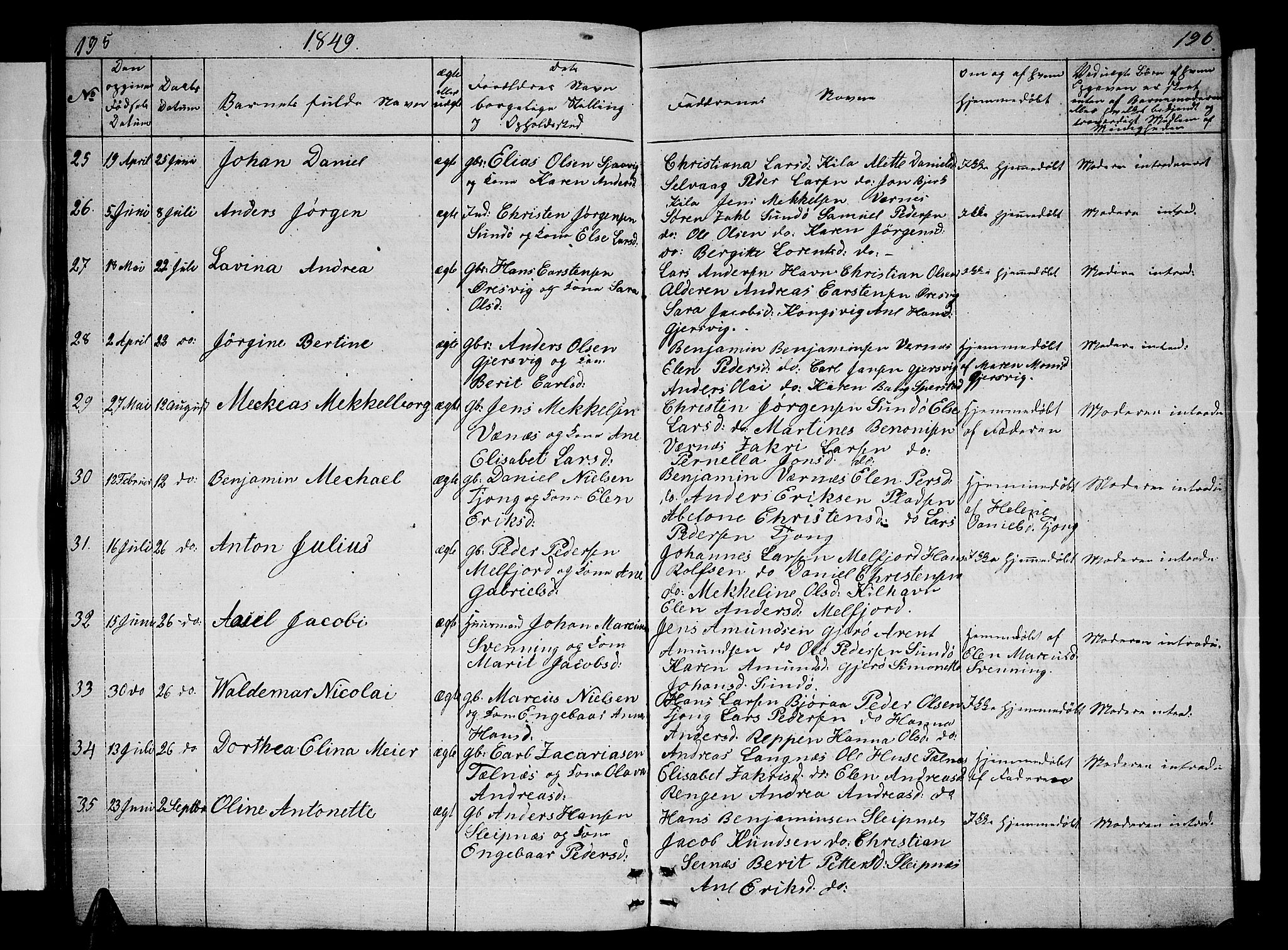 Ministerialprotokoller, klokkerbøker og fødselsregistre - Nordland, AV/SAT-A-1459/841/L0618: Klokkerbok nr. 841C02, 1833-1855, s. 195-196