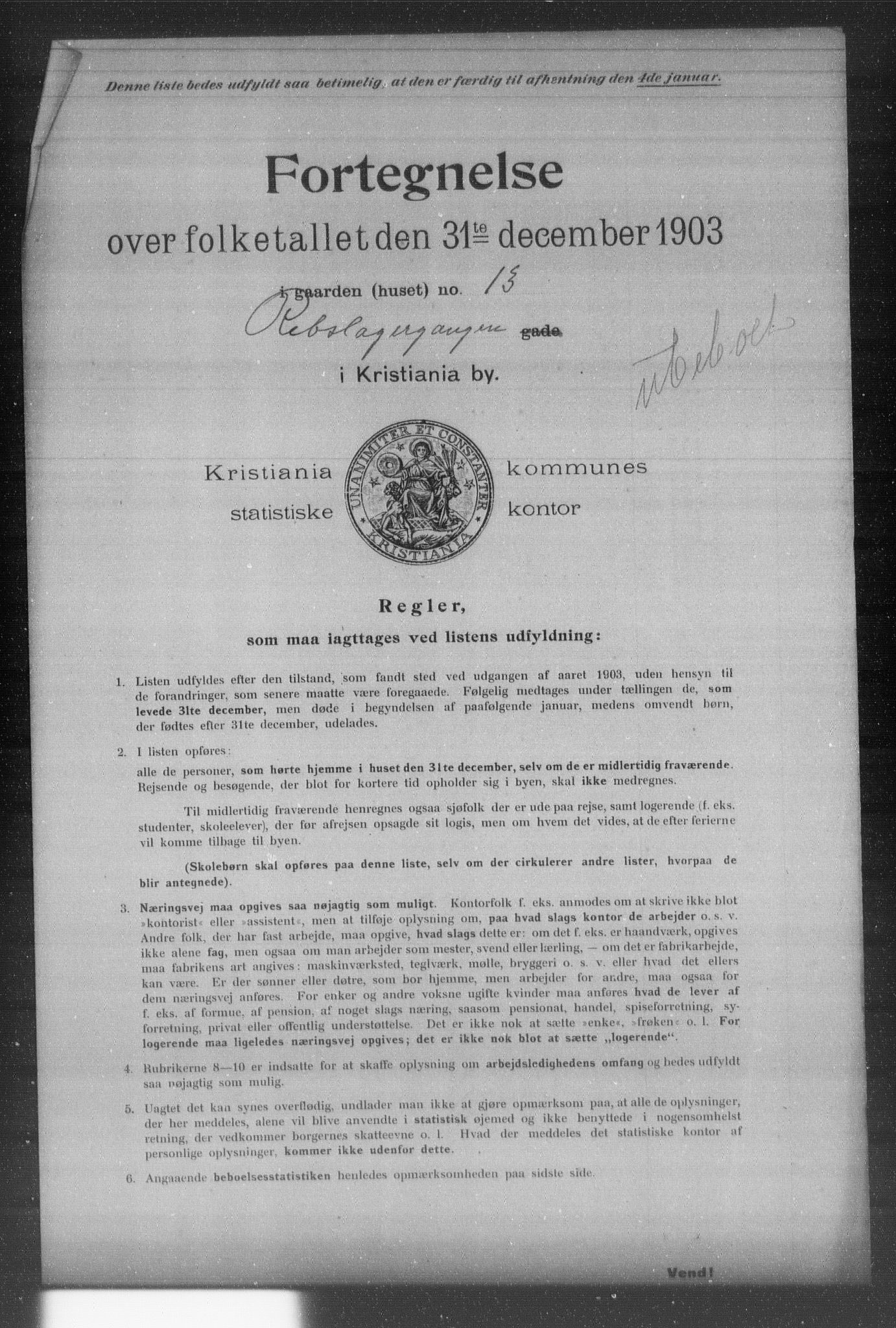 OBA, Kommunal folketelling 31.12.1903 for Kristiania kjøpstad, 1903, s. 16260