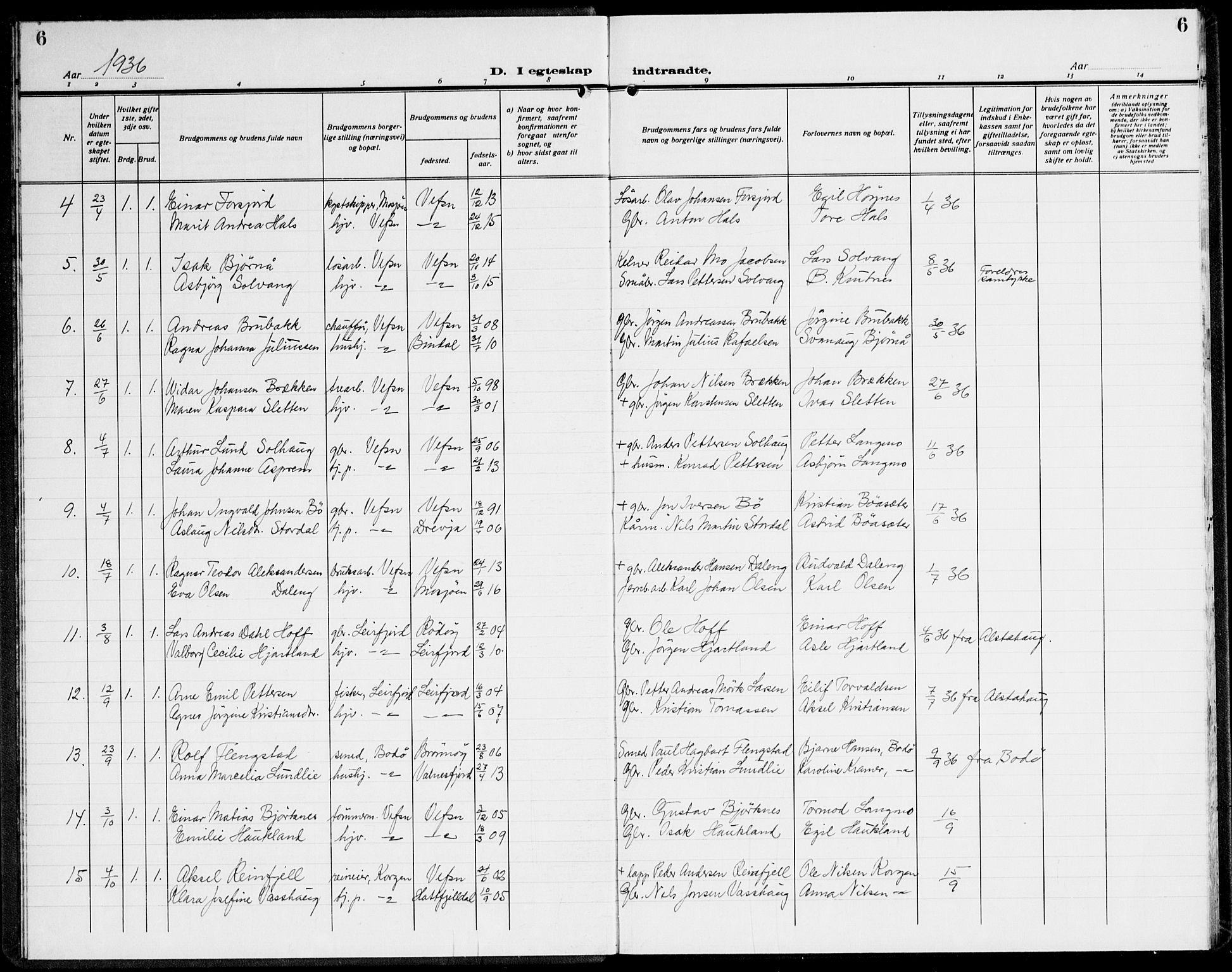 Ministerialprotokoller, klokkerbøker og fødselsregistre - Nordland, AV/SAT-A-1459/820/L0304: Klokkerbok nr. 820C06, 1934-1944, s. 6