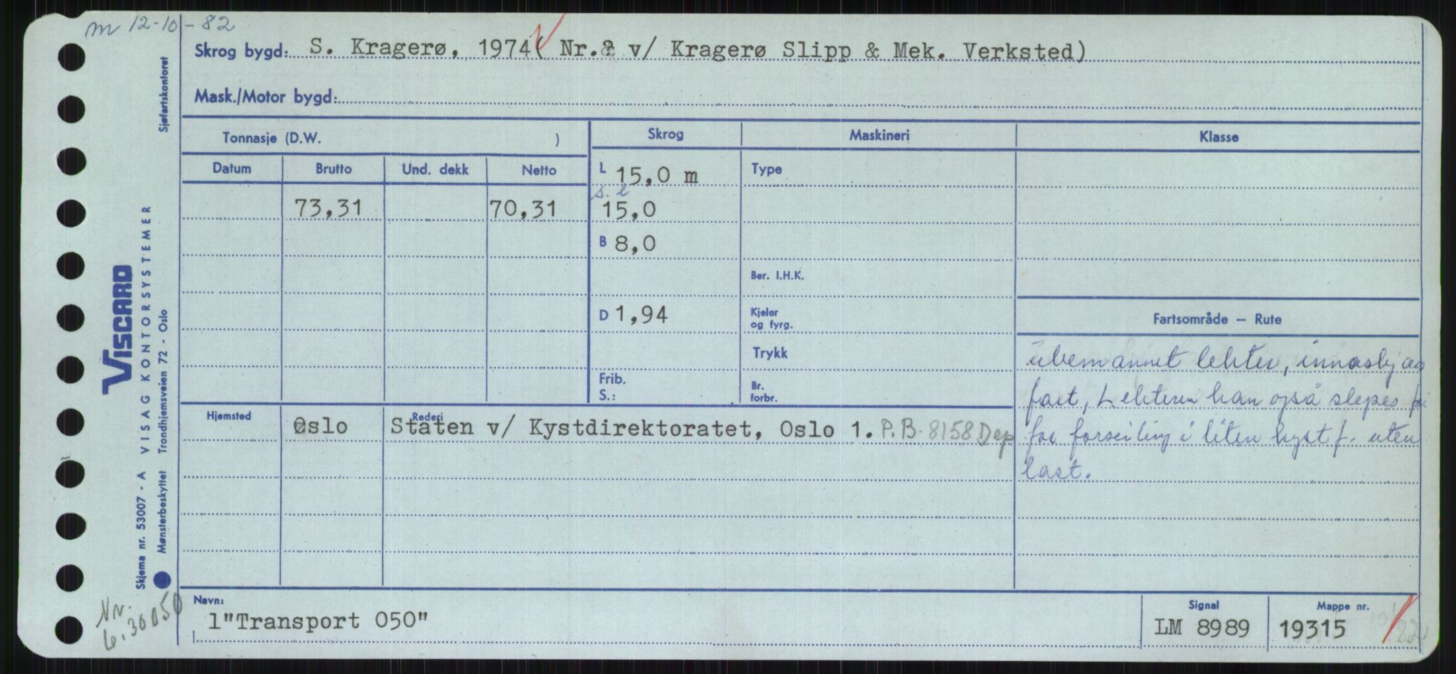 Sjøfartsdirektoratet med forløpere, Skipsmålingen, RA/S-1627/H/Hc/L0001: Lektere, A-Y, s. 547