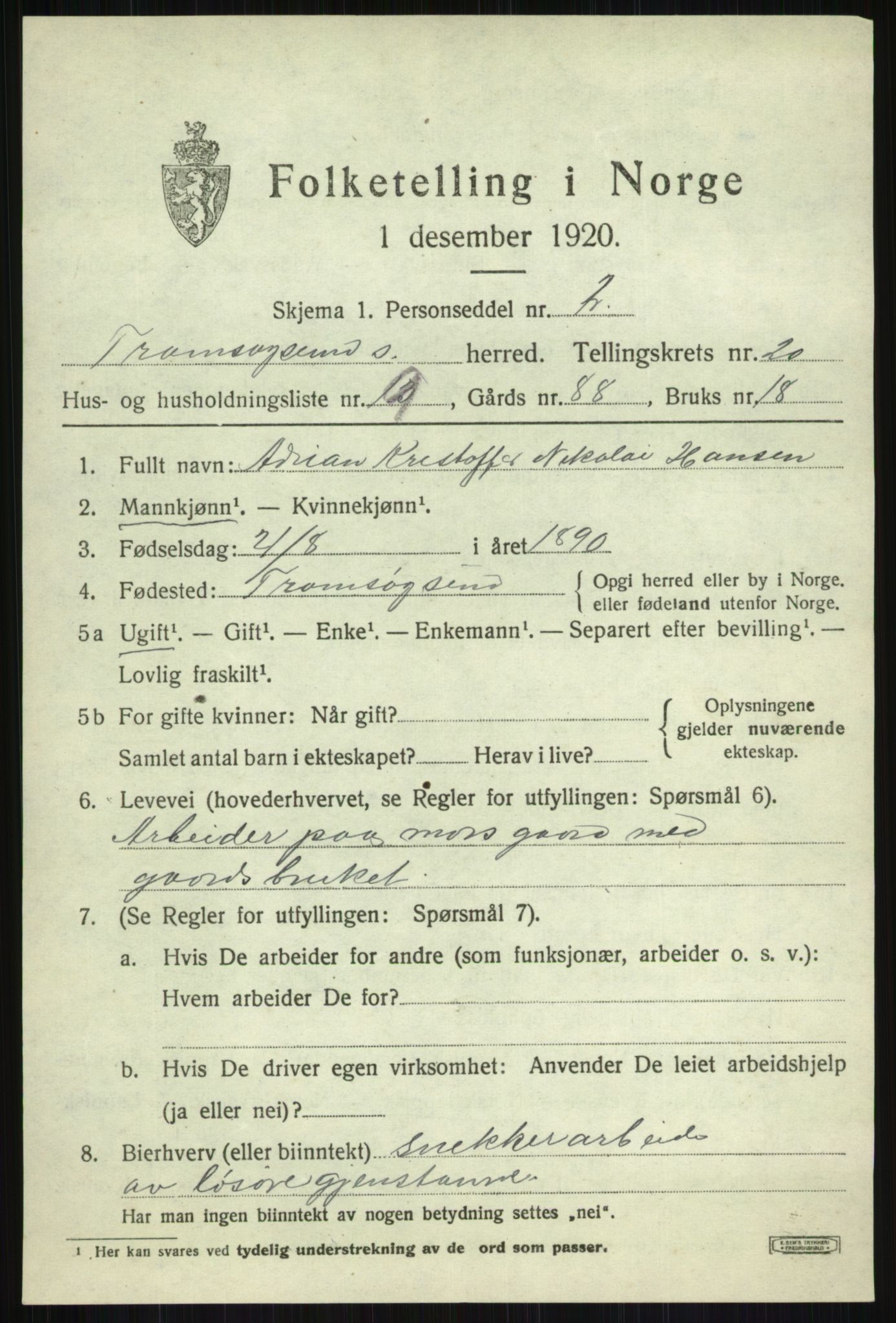 SATØ, Folketelling 1920 for 1934 Tromsøysund herred, 1920, s. 10684