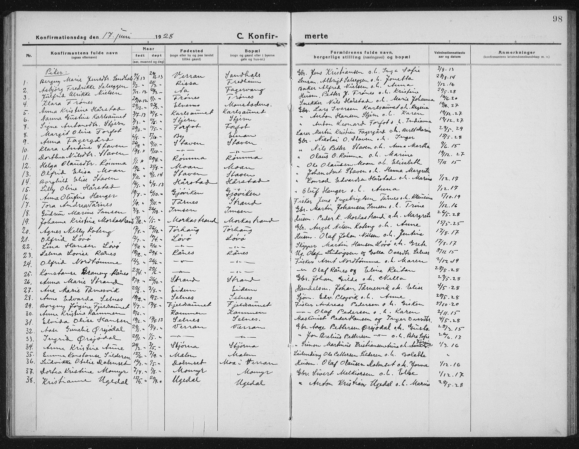 Ministerialprotokoller, klokkerbøker og fødselsregistre - Sør-Trøndelag, AV/SAT-A-1456/655/L0689: Klokkerbok nr. 655C05, 1922-1936, s. 98