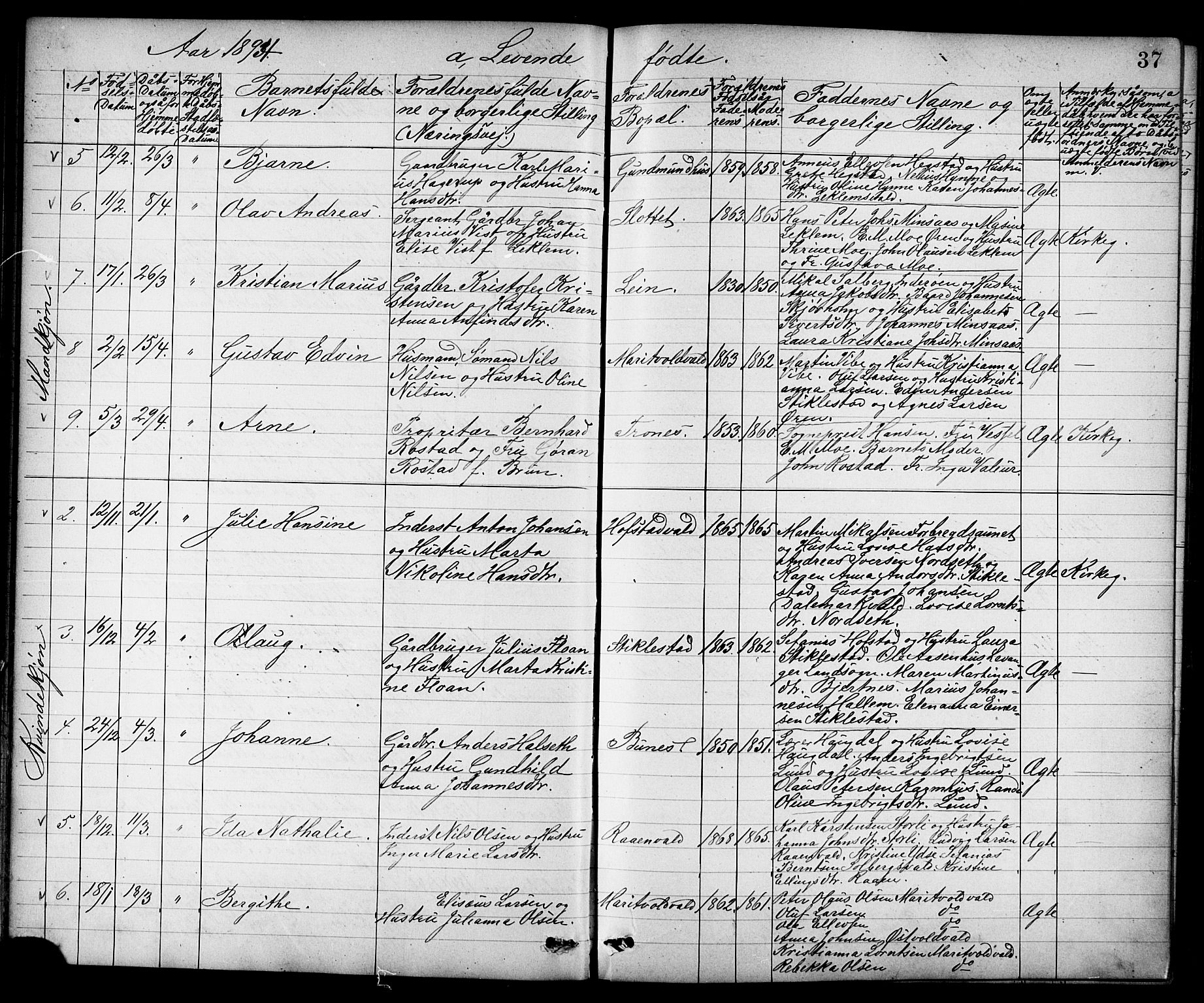 Ministerialprotokoller, klokkerbøker og fødselsregistre - Nord-Trøndelag, AV/SAT-A-1458/723/L0257: Klokkerbok nr. 723C05, 1890-1907, s. 37