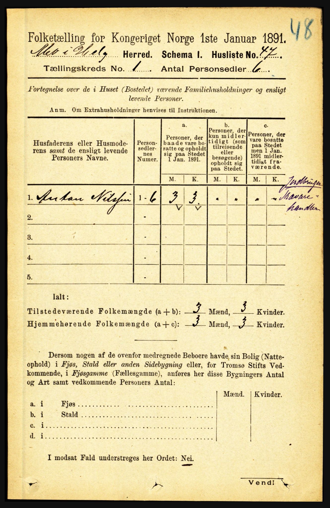 RA, Folketelling 1891 for 1833 Mo herred, 1891, s. 79