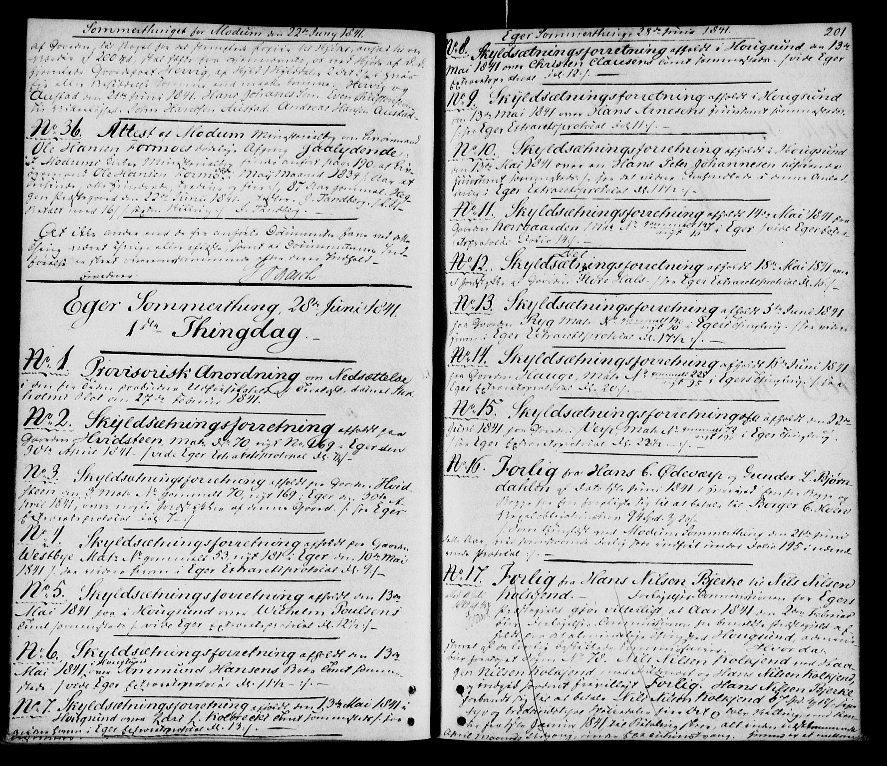 Eiker, Modum og Sigdal sorenskriveri, SAKO/A-123/G/Ga/Gaa/L0011a: Pantebok nr. I 11a, 1840-1842, s. 201