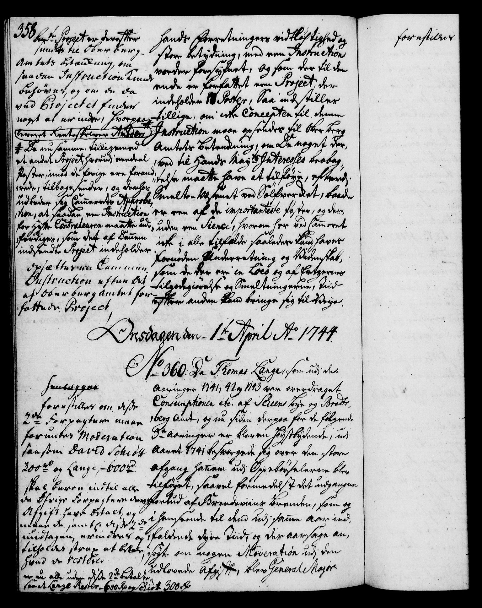 Rentekammeret, Kammerkanselliet, RA/EA-3111/G/Gh/Gha/L0025: Norsk ekstraktmemorialprotokoll (merket RK 53.70), 1743-1744, s. 358