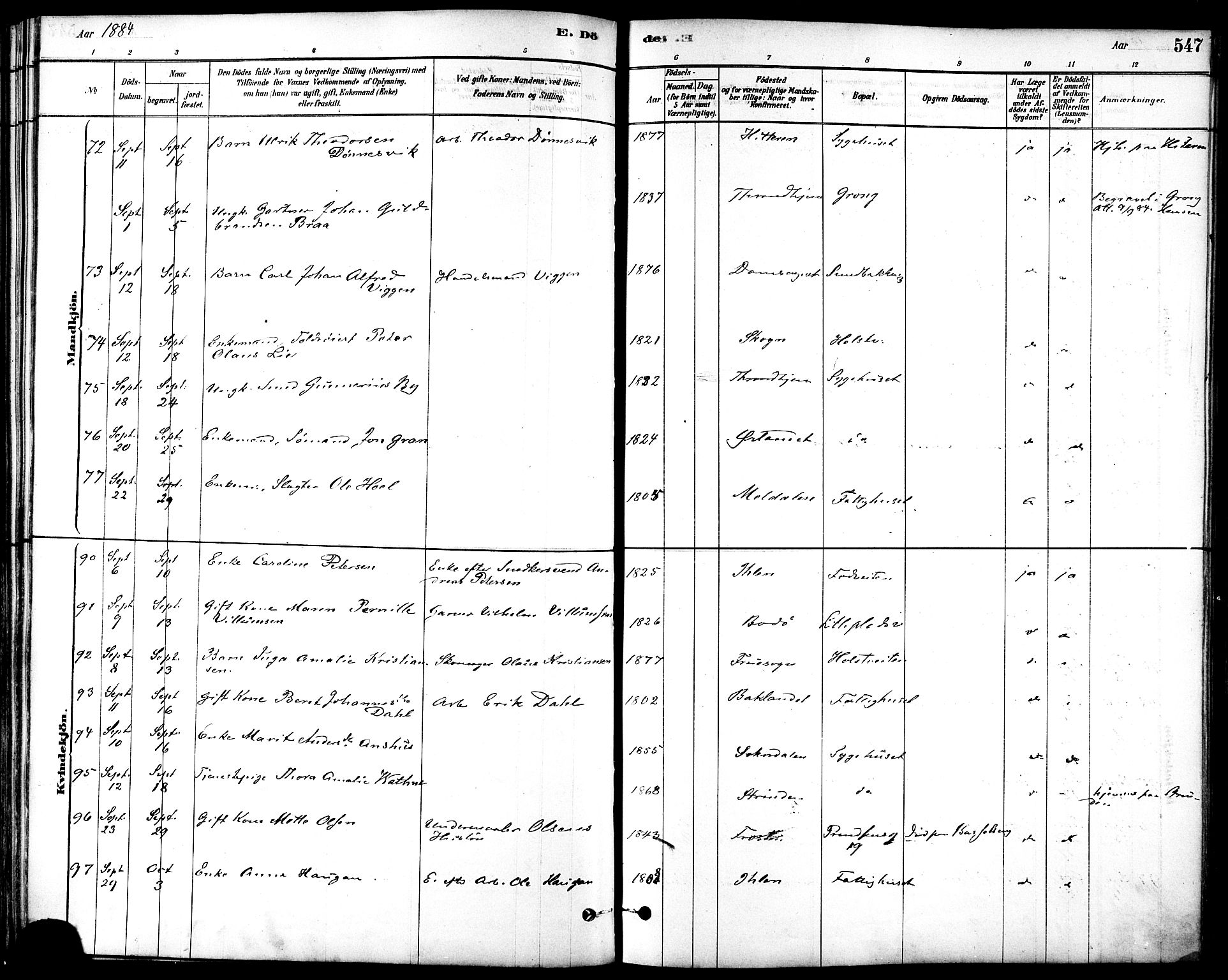 Ministerialprotokoller, klokkerbøker og fødselsregistre - Sør-Trøndelag, AV/SAT-A-1456/601/L0058: Ministerialbok nr. 601A26, 1877-1891, s. 547