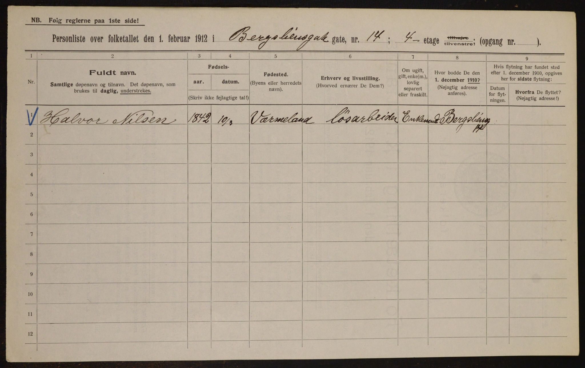 OBA, Kommunal folketelling 1.2.1912 for Kristiania, 1912, s. 4316