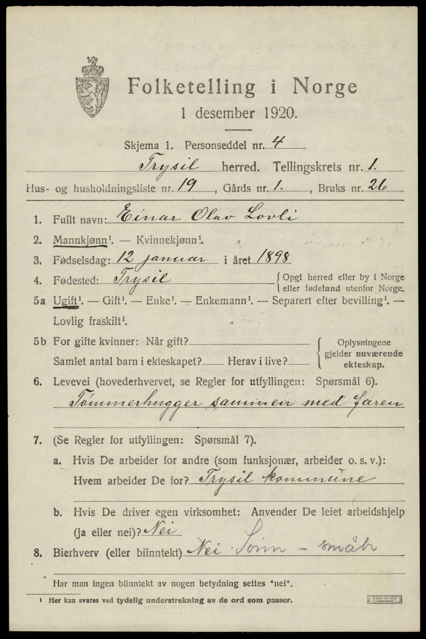 SAH, Folketelling 1920 for 0428 Trysil herred, 1920, s. 2781