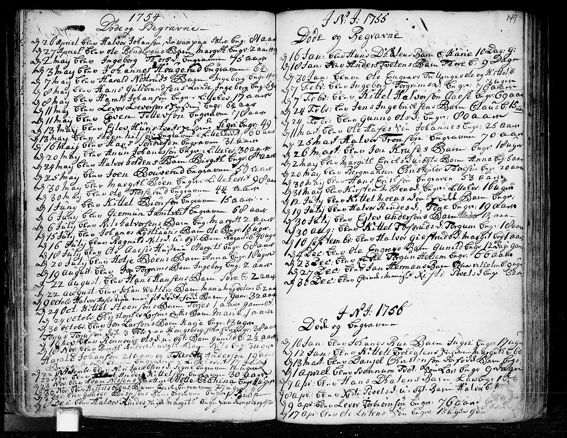 Heddal kirkebøker, AV/SAKO-A-268/F/Fa/L0003: Ministerialbok nr. I 3, 1723-1783, s. 149