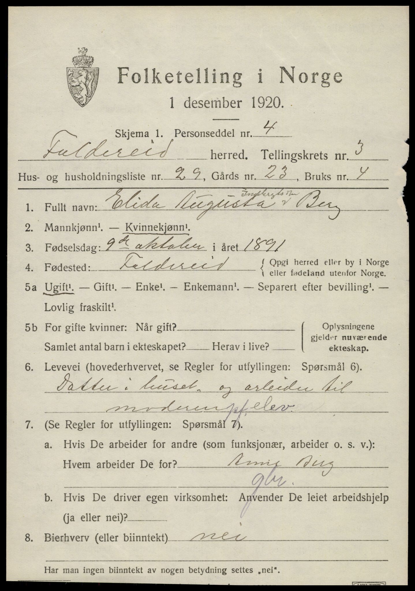 SAT, Folketelling 1920 for 1753 Foldereid herred, 1920, s. 1510
