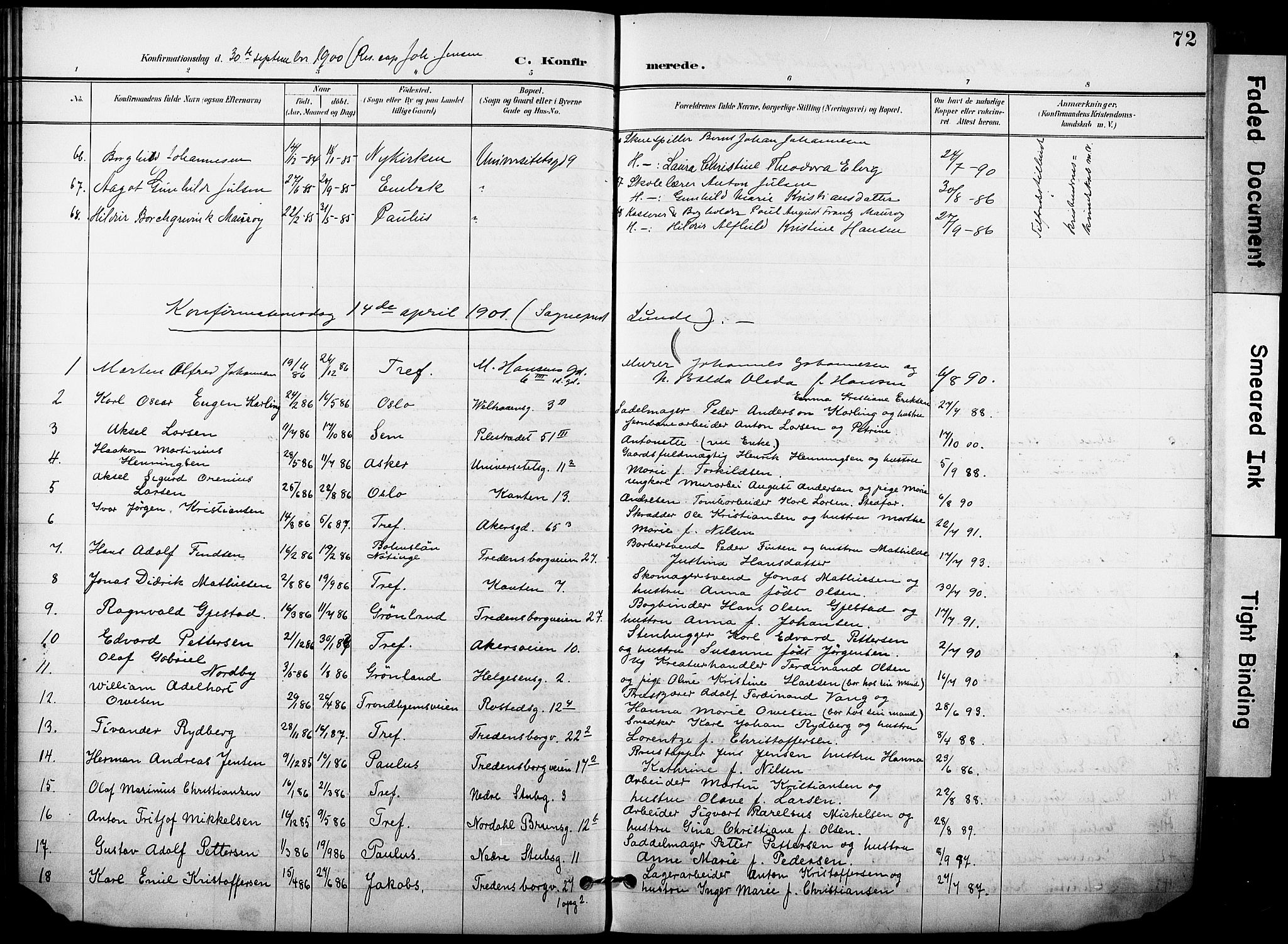 Trefoldighet prestekontor Kirkebøker, AV/SAO-A-10882/F/Fb/L0004: Ministerialbok nr. II 4, 1896-1915, s. 72