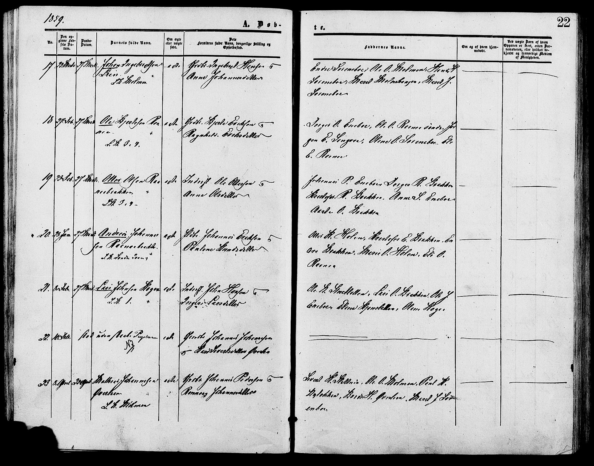 Lesja prestekontor, AV/SAH-PREST-068/H/Ha/Haa/L0009: Ministerialbok nr. 9, 1854-1889, s. 22