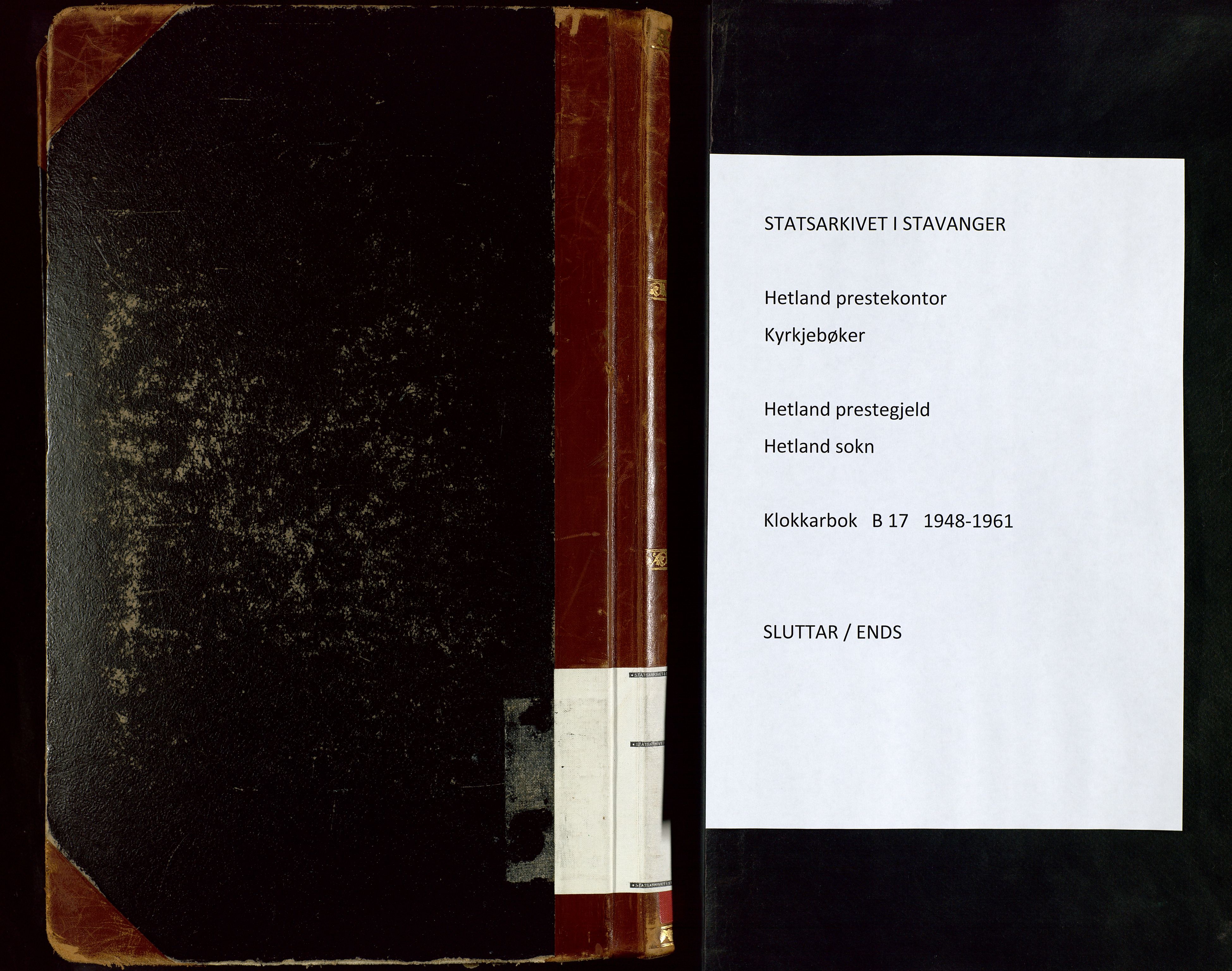 Hetland sokneprestkontor, SAST/A-101826/30/30BB/L0017: Klokkerbok nr. B 17, 1948-1961