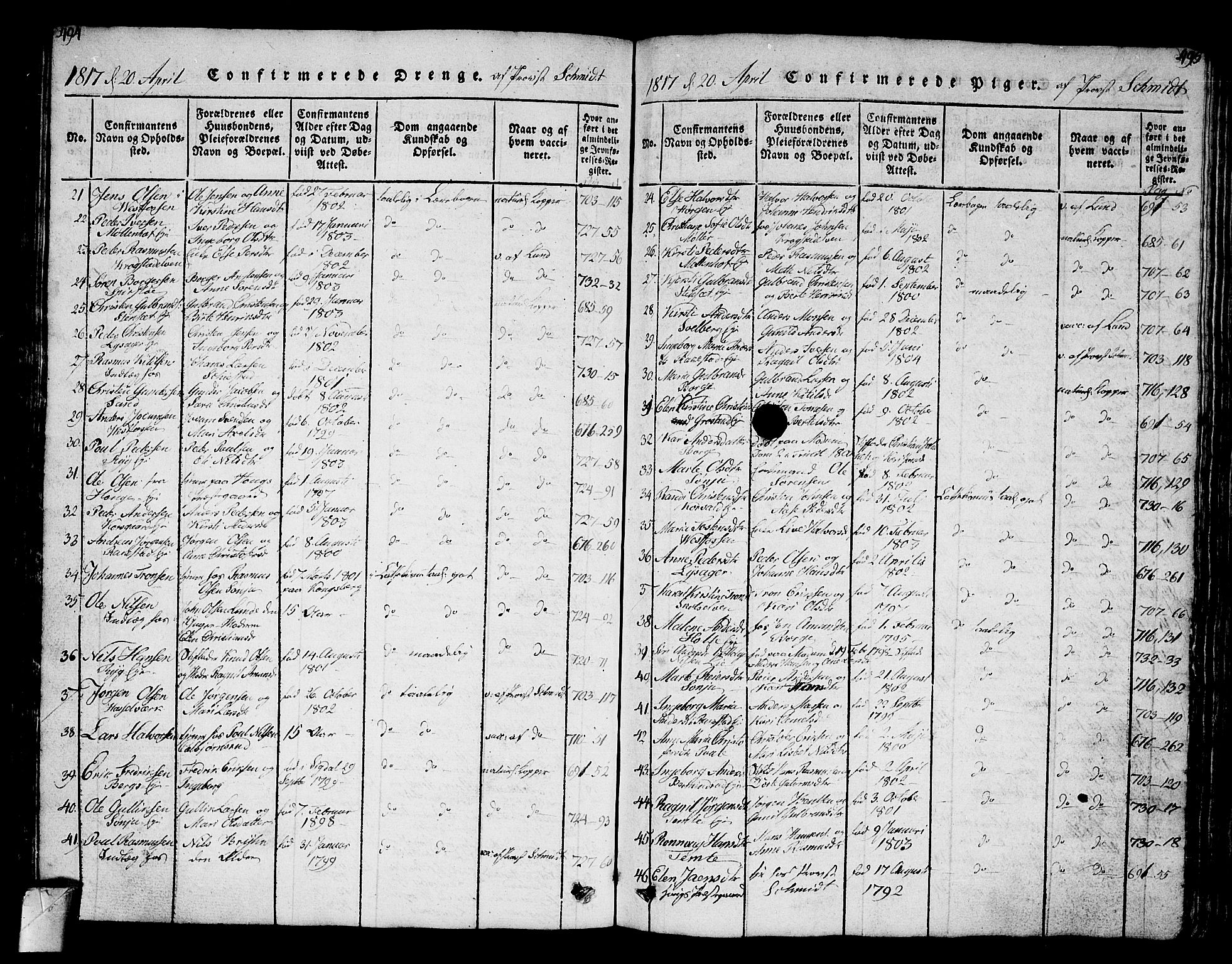 Eiker kirkebøker, AV/SAKO-A-4/G/Ga/L0001: Klokkerbok nr. I 1, 1814-1832, s. 494-495