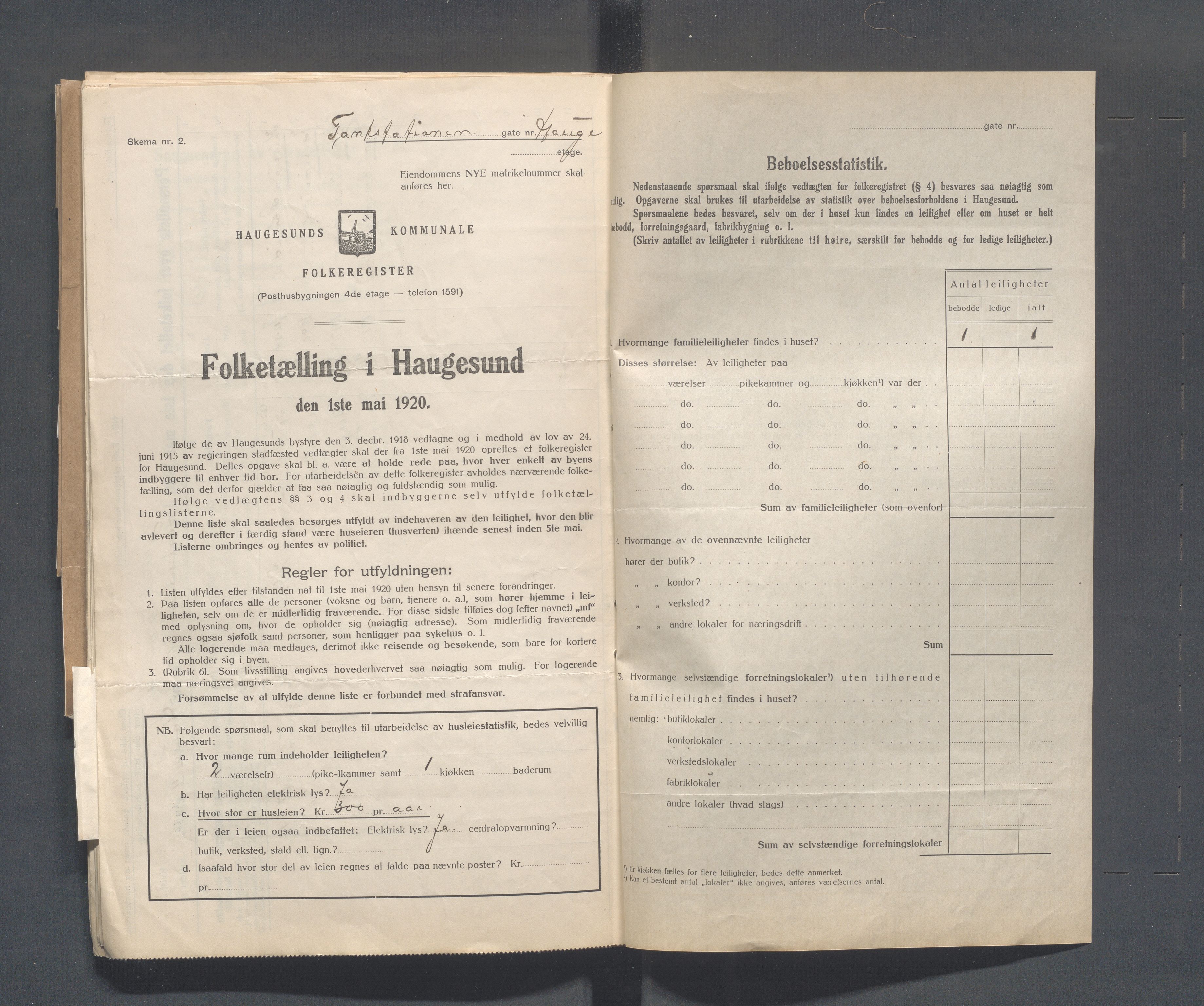 IKAR, Kommunal folketelling 1.5.1920 for Haugesund, 1920, s. 78