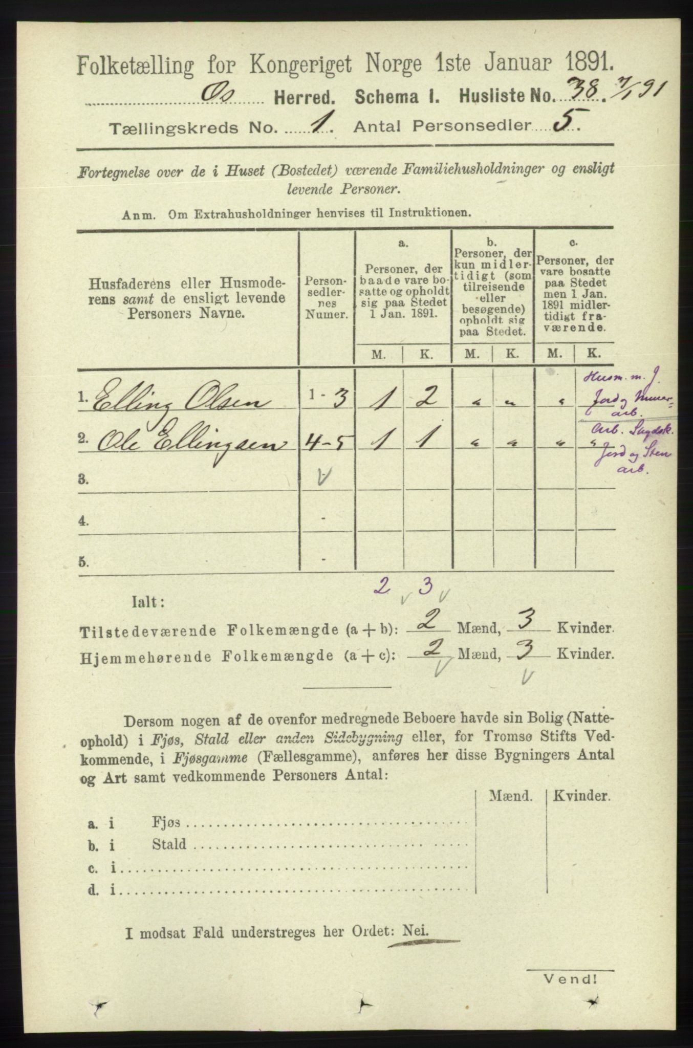 RA, Folketelling 1891 for 1243 Os herred, 1891, s. 73