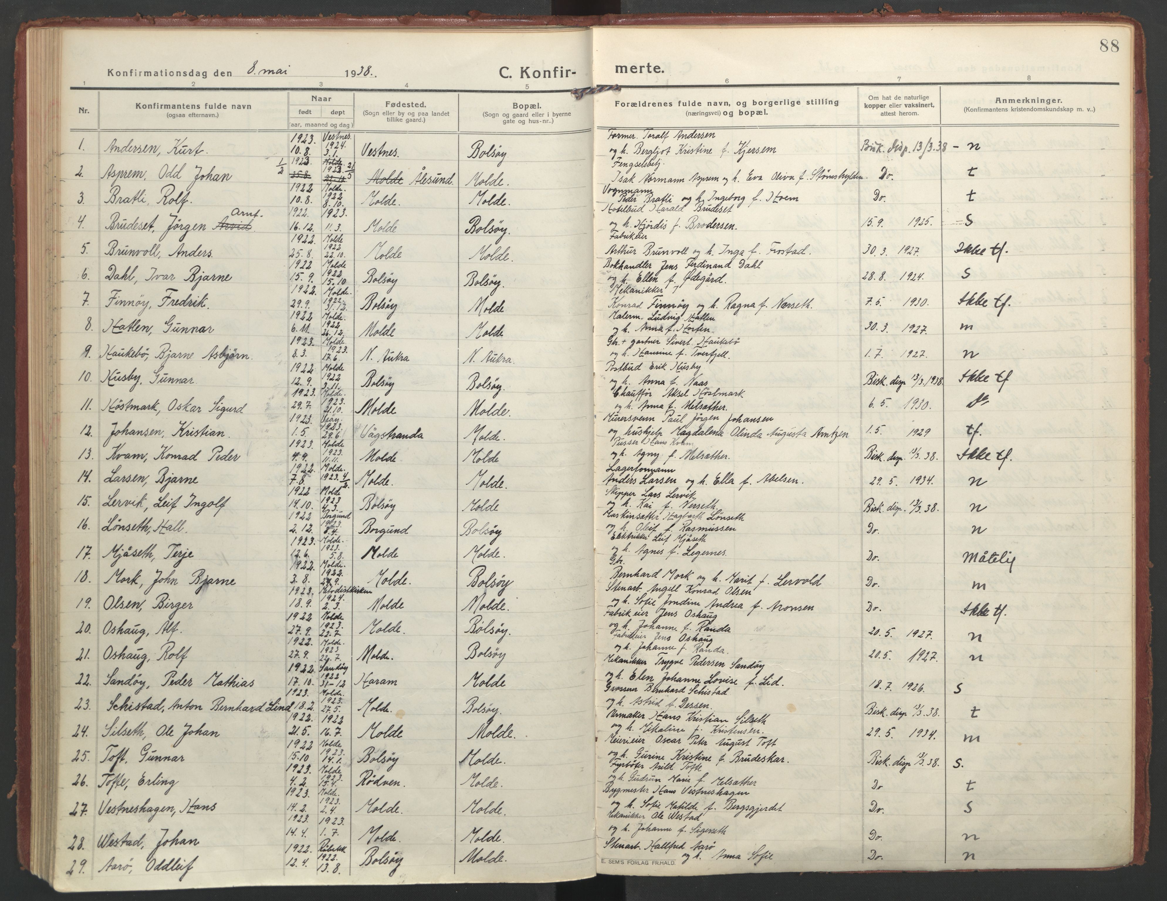 Ministerialprotokoller, klokkerbøker og fødselsregistre - Møre og Romsdal, AV/SAT-A-1454/558/L0695: Ministerialbok nr. 558A09, 1915-1942, s. 88