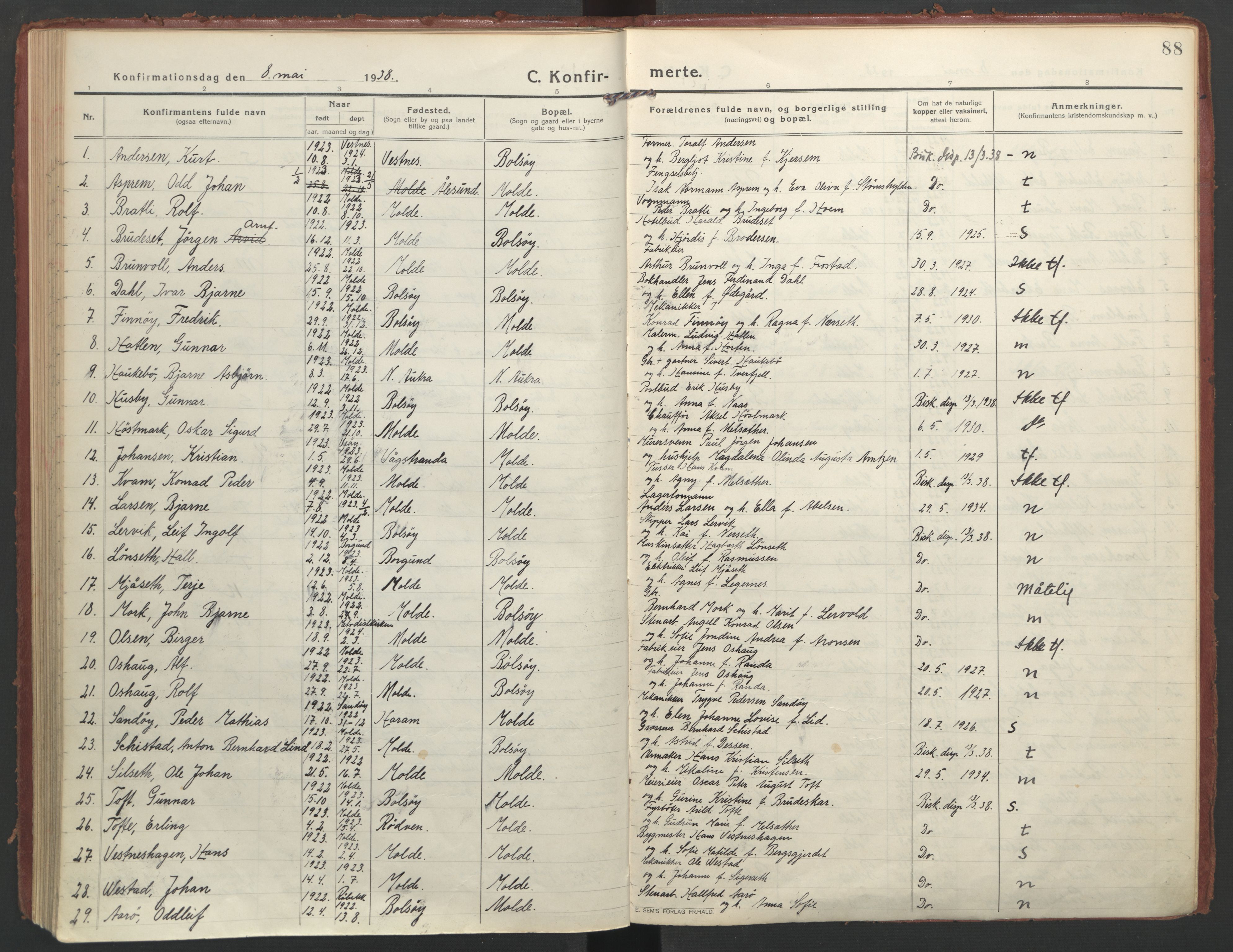 Ministerialprotokoller, klokkerbøker og fødselsregistre - Møre og Romsdal, SAT/A-1454/558/L0695: Ministerialbok nr. 558A09, 1915-1942, s. 88