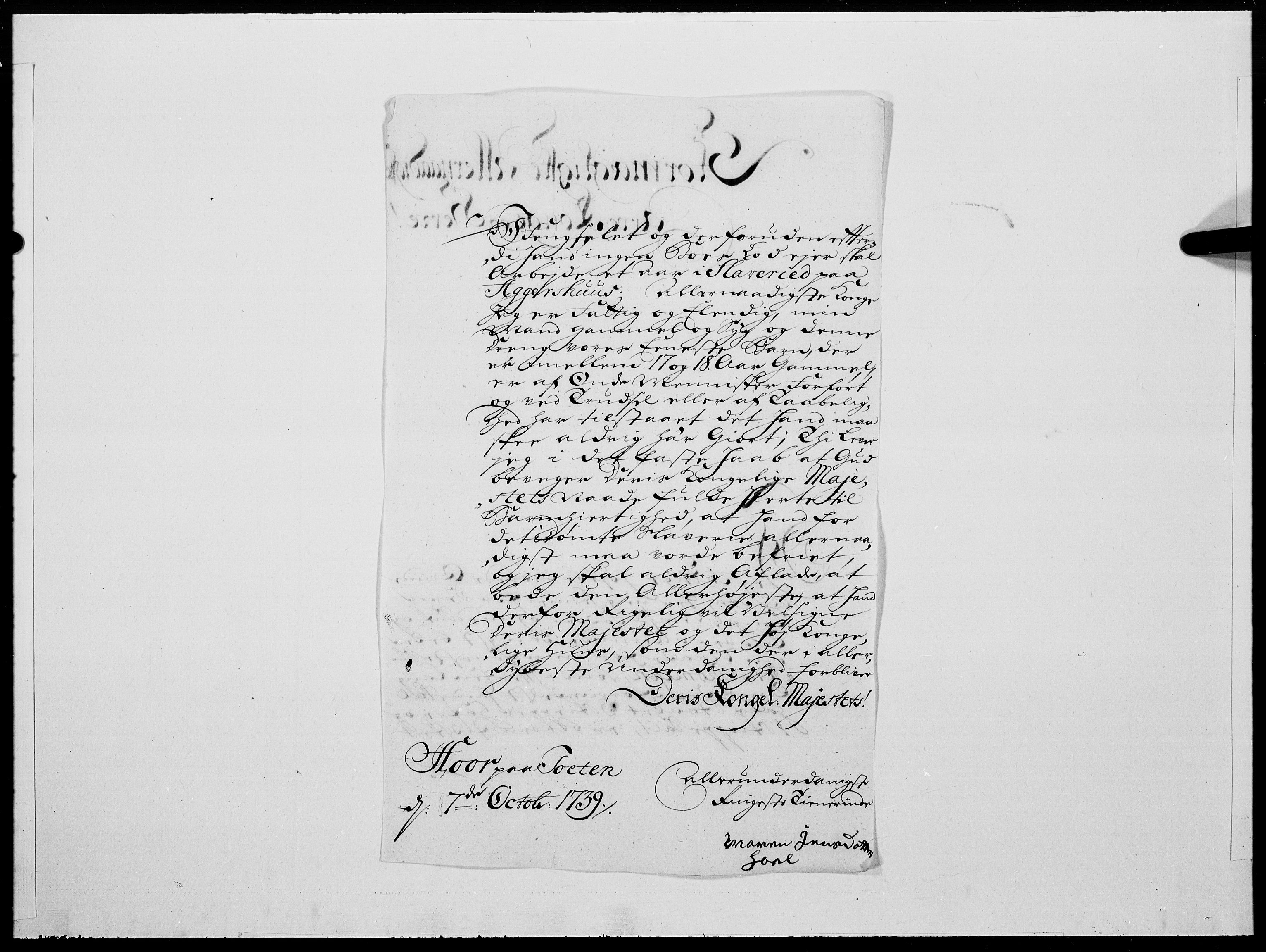 Danske Kanselli 1572-1799, AV/RA-EA-3023/F/Fc/Fcc/Fcca/L0130: Norske innlegg 1572-1799, 1739, s. 357