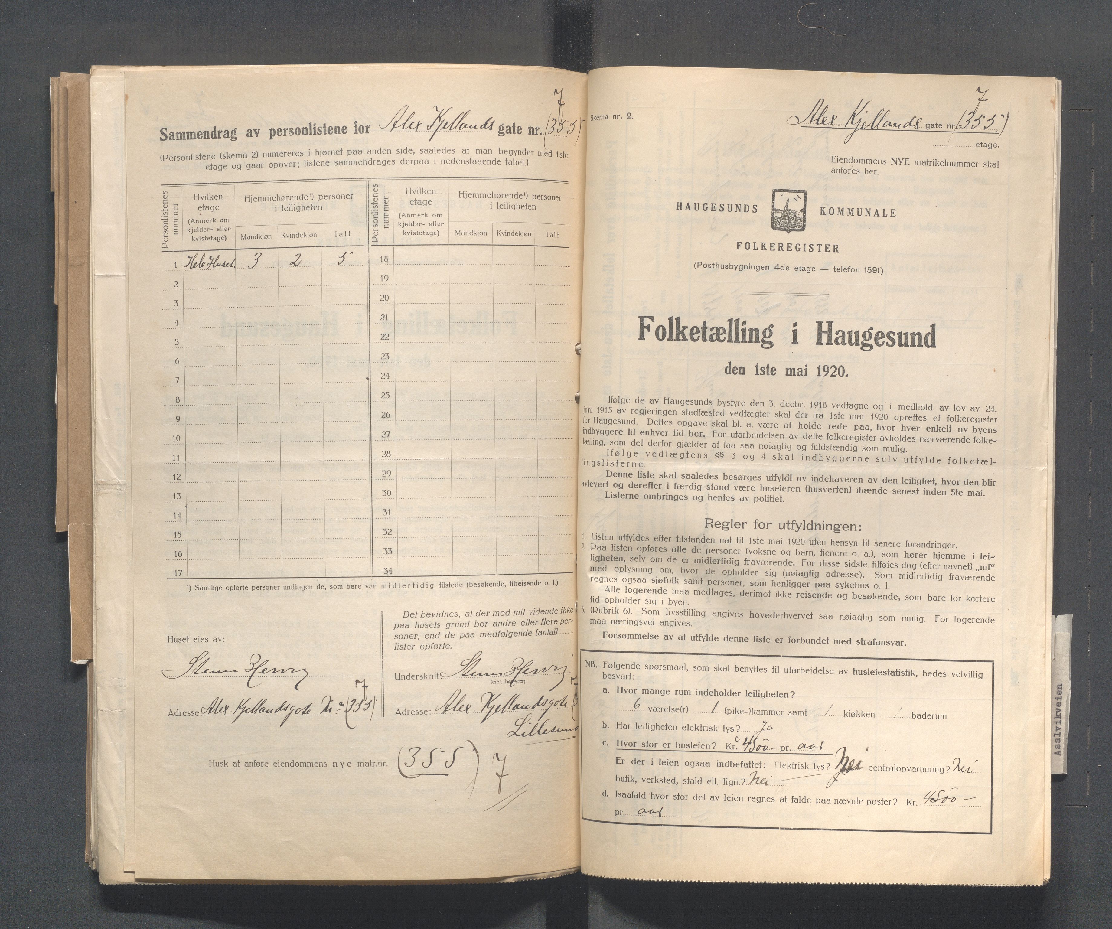 IKAR, Kommunal folketelling 1.5.1920 for Haugesund, 1920, s. 67