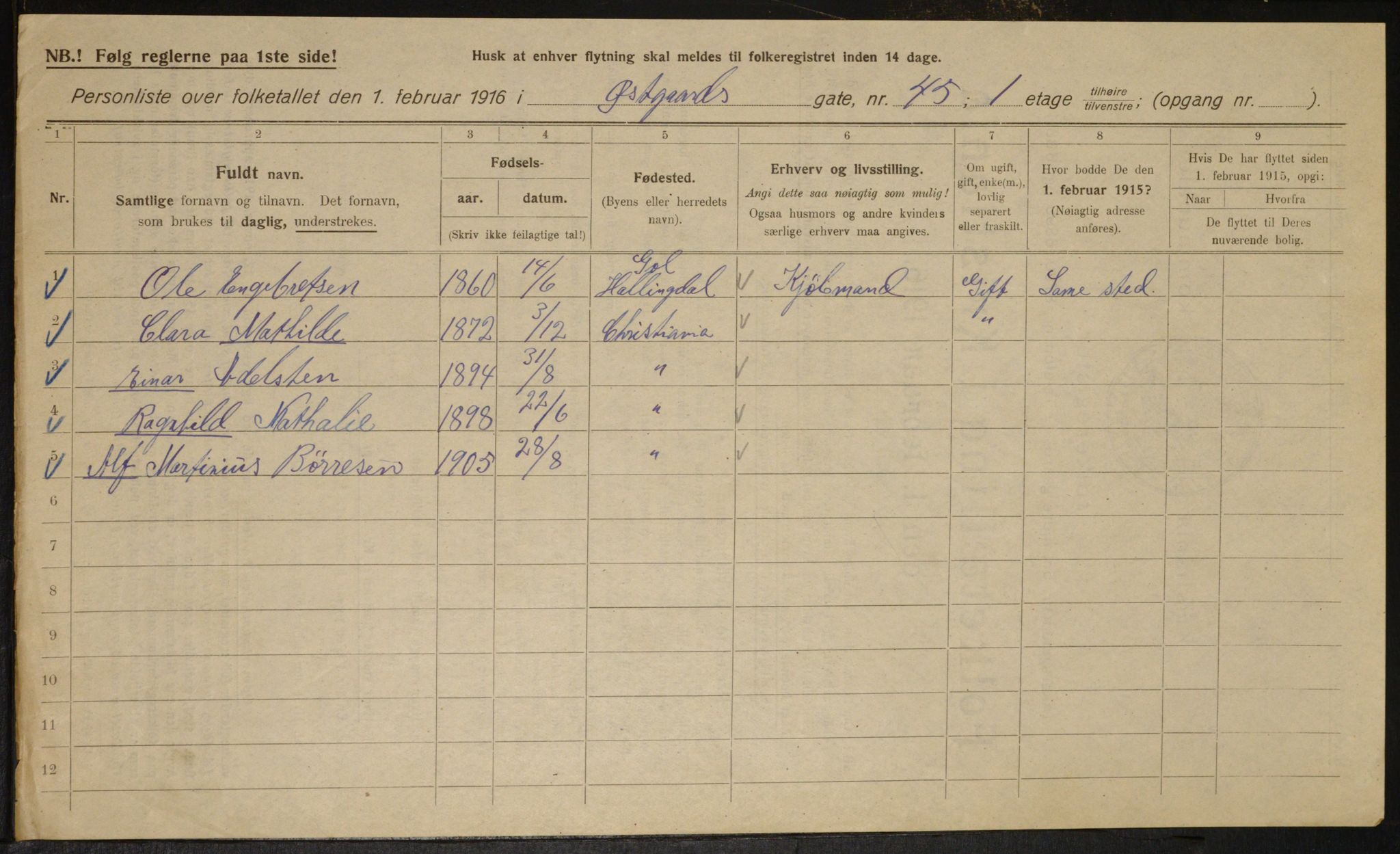 OBA, Kommunal folketelling 1.2.1916 for Kristiania, 1916, s. 133089