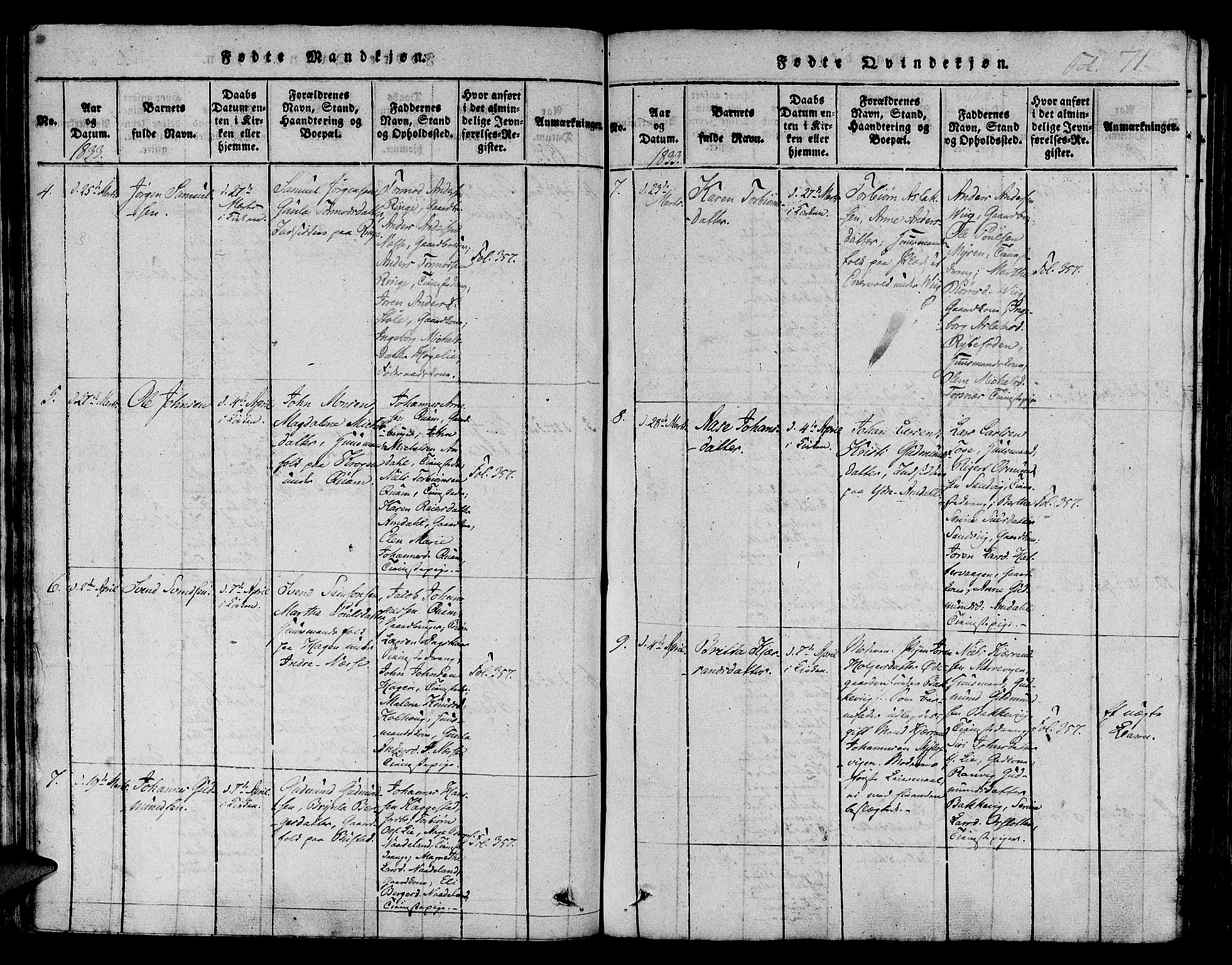 Nedstrand sokneprestkontor, AV/SAST-A-101841/01/IV: Ministerialbok nr. A 6, 1816-1838, s. 71