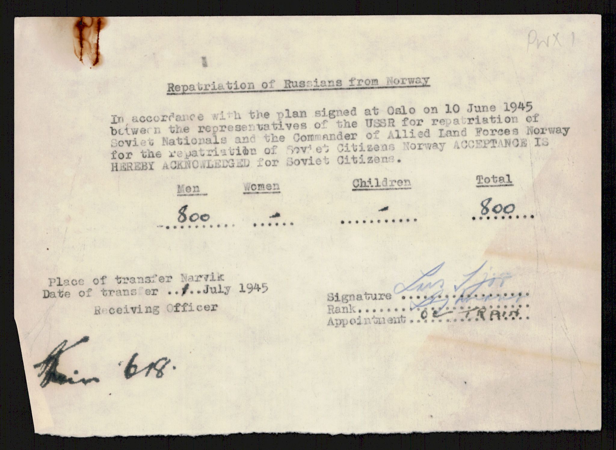 Flyktnings- og fangedirektoratet, Repatrieringskontoret, AV/RA-S-1681/D/Db/L0016: Displaced Persons (DPs) og sivile tyskere, 1945-1948, s. 185