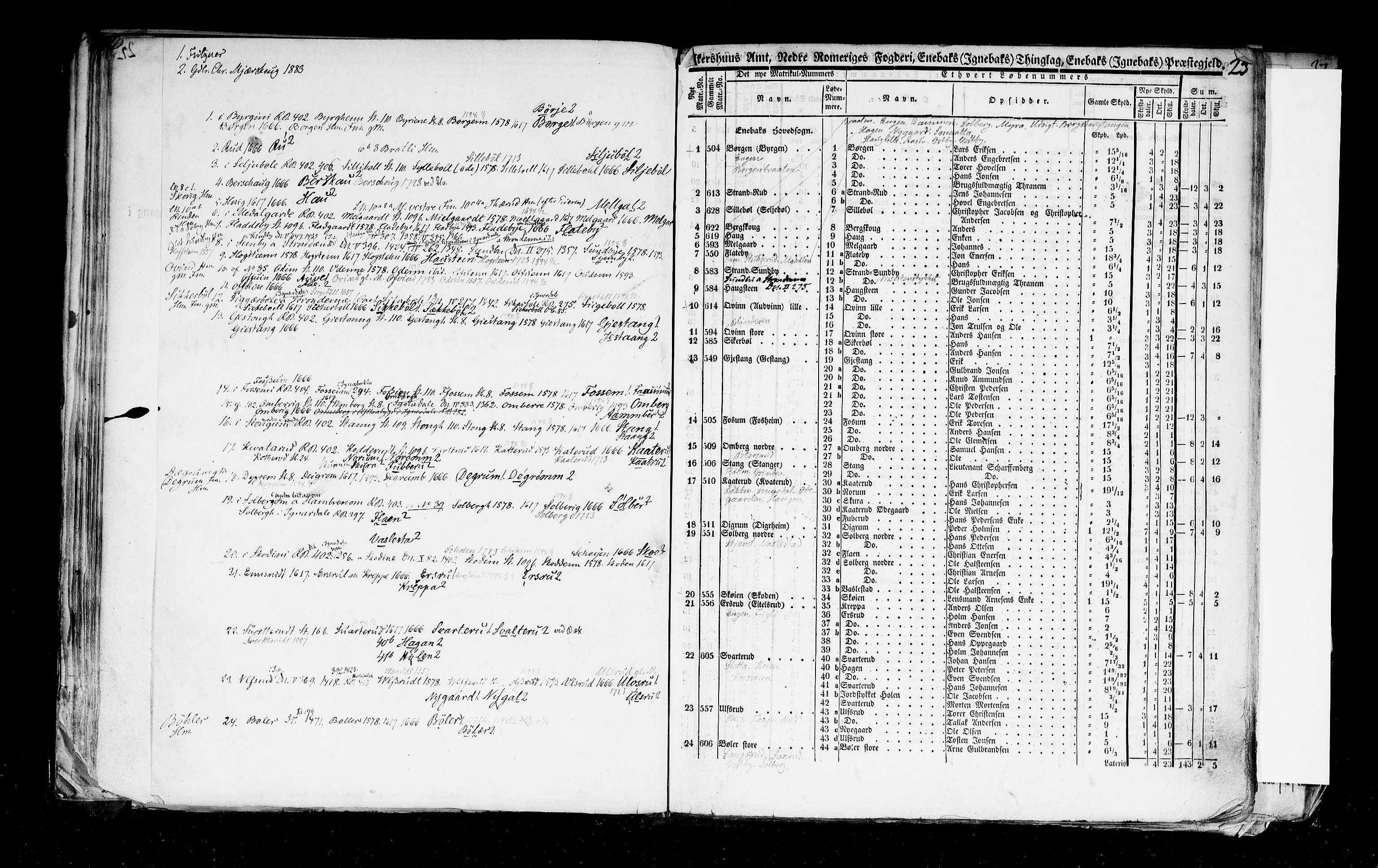 Rygh, AV/RA-PA-0034/F/Fb/L0002: Matrikkelen for 1838 - Akershus amt (Akershus fylke), 1838, s. 23a