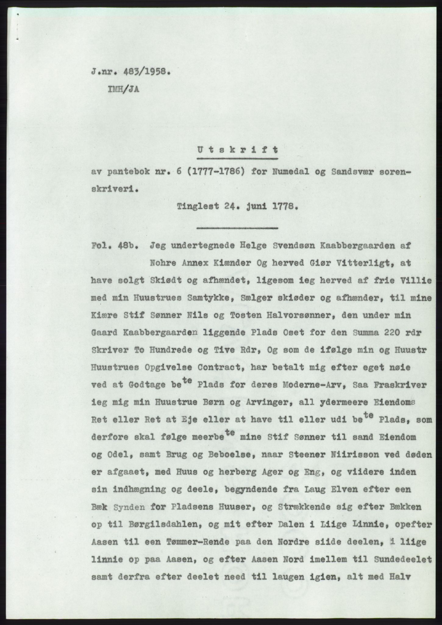 Statsarkivet i Kongsberg, SAKO/A-0001, 1958, s. 339