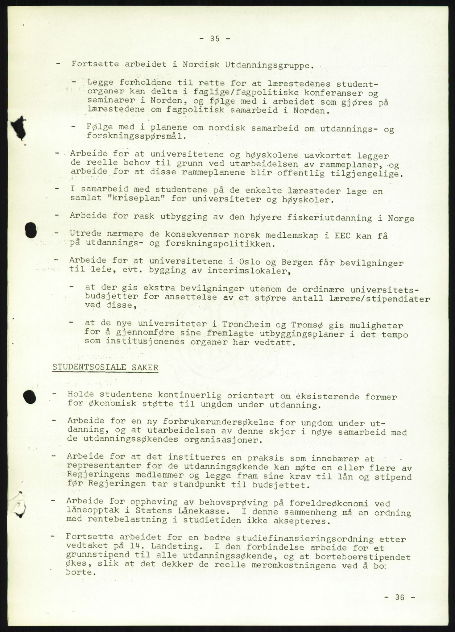 Norsk Studentunion, AV/RA-PA-0794/Fg/L0067: Landstinget, 1968-1979