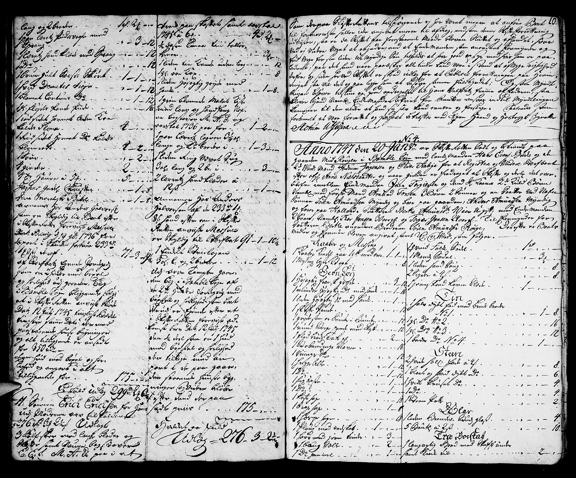 Bamble sorenskriveri, AV/SAKO-A-214/H/Hb/Hba/Hbaa/L0005: Skifteprotokoll, 1747-1748, s. 9b-10a