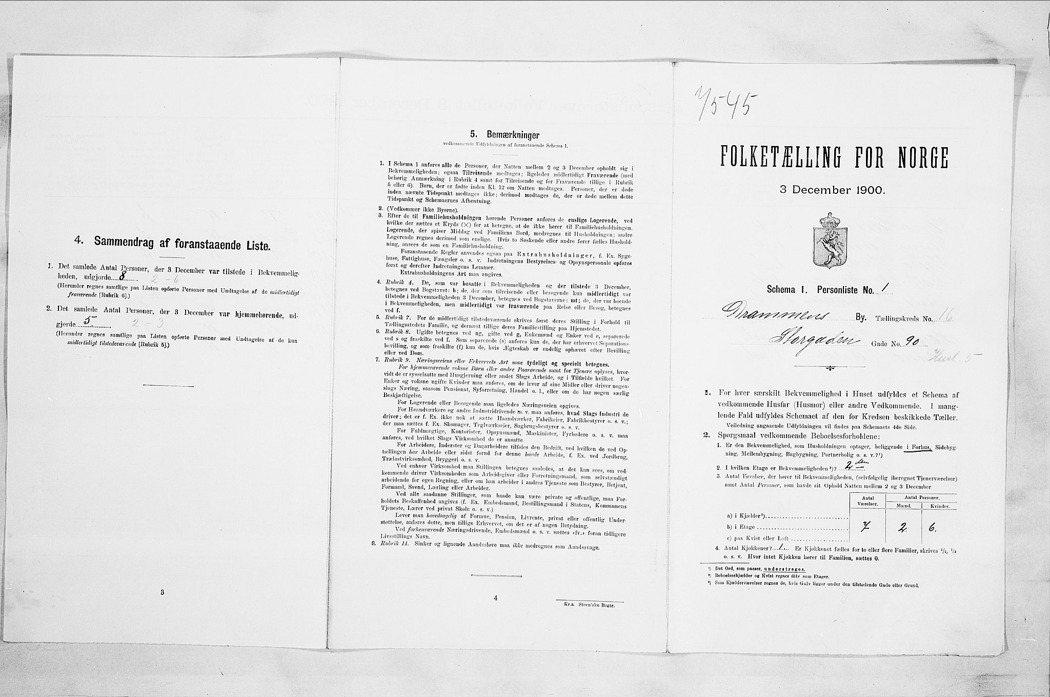 RA, Folketelling 1900 for 0602 Drammen kjøpstad, 1900, s. 3033