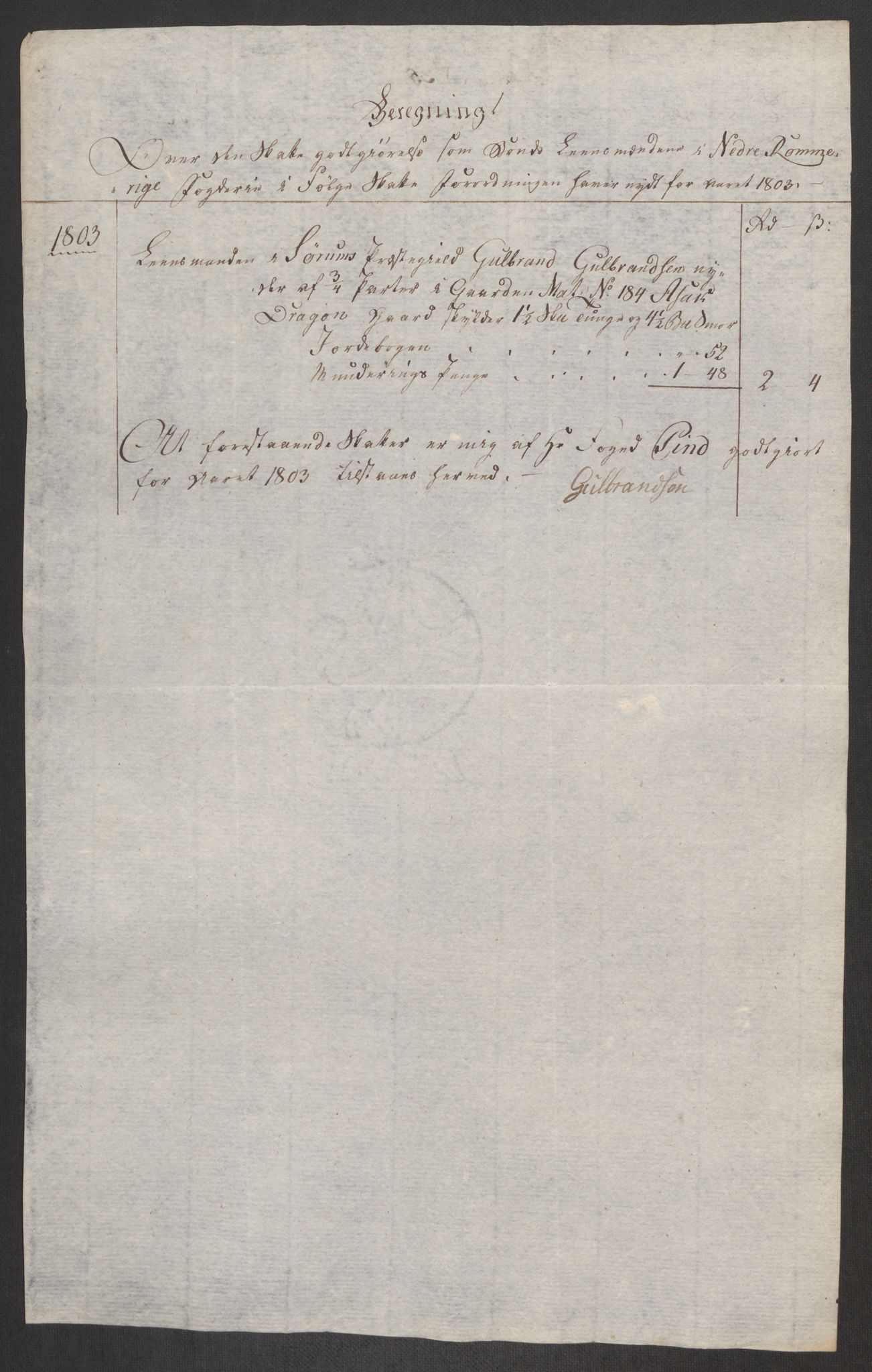 Rentekammeret inntil 1814, Reviderte regnskaper, Fogderegnskap, AV/RA-EA-4092/R11/L0679: Fogderegnskap Nedre Romerike, 1803, s. 740