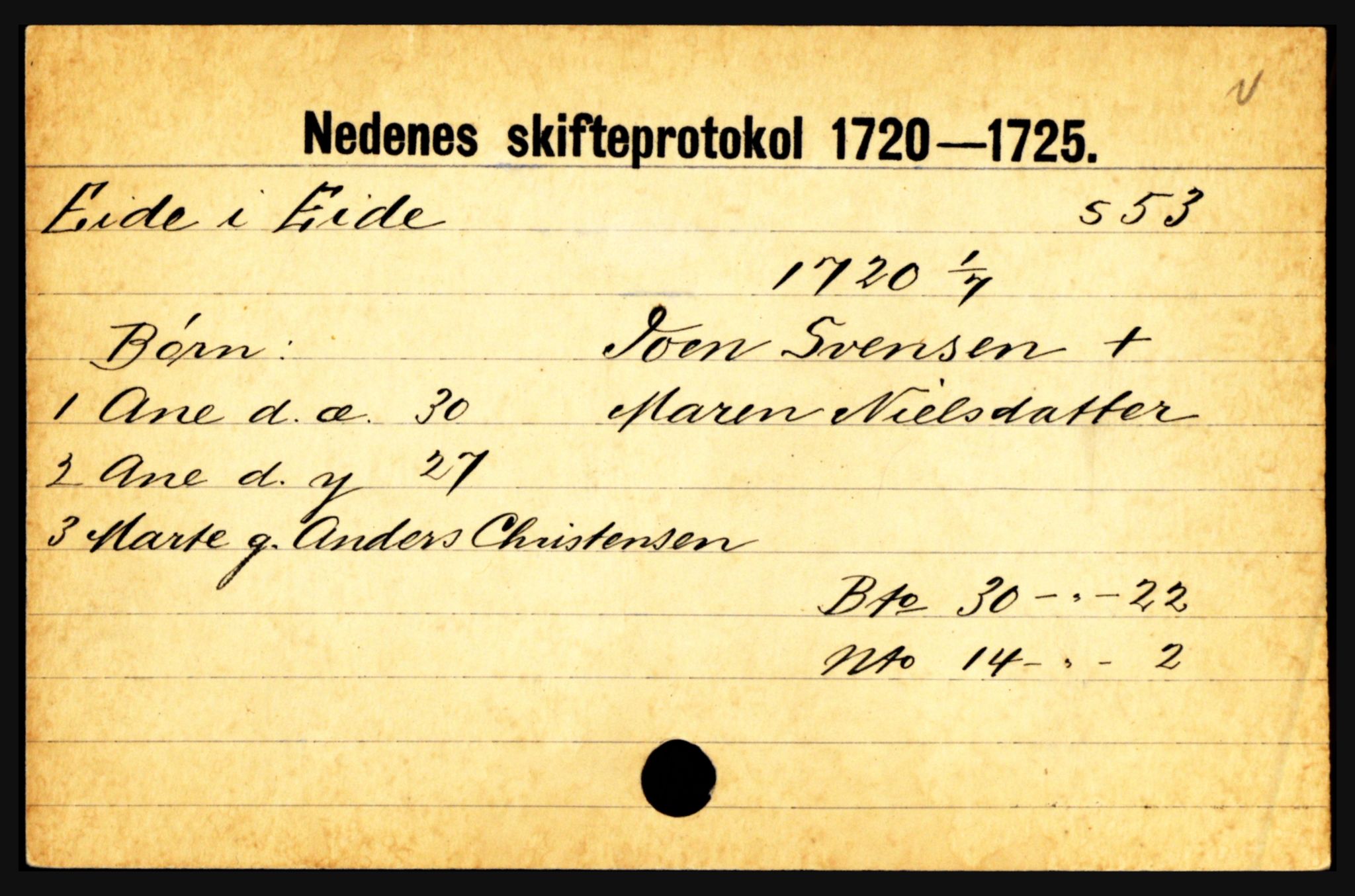 Nedenes sorenskriveri før 1824, AV/SAK-1221-0007/H, s. 5701