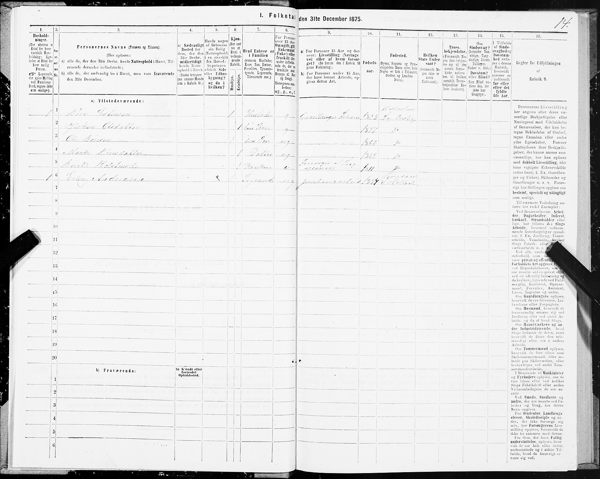 SAT, Folketelling 1875 for 1645P Haltdalen prestegjeld, 1875, s. 1014