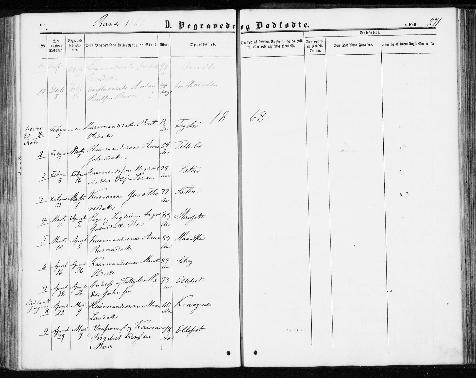 Ministerialprotokoller, klokkerbøker og fødselsregistre - Møre og Romsdal, SAT/A-1454/595/L1045: Ministerialbok nr. 595A07, 1863-1873, s. 241