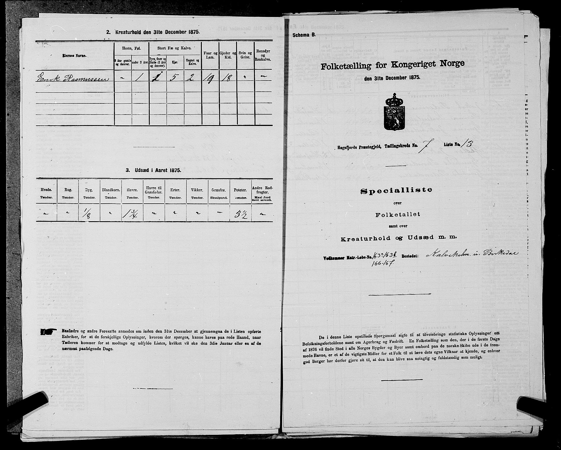 SAST, Folketelling 1875 for 1128P Høgsfjord prestegjeld, 1875, s. 623