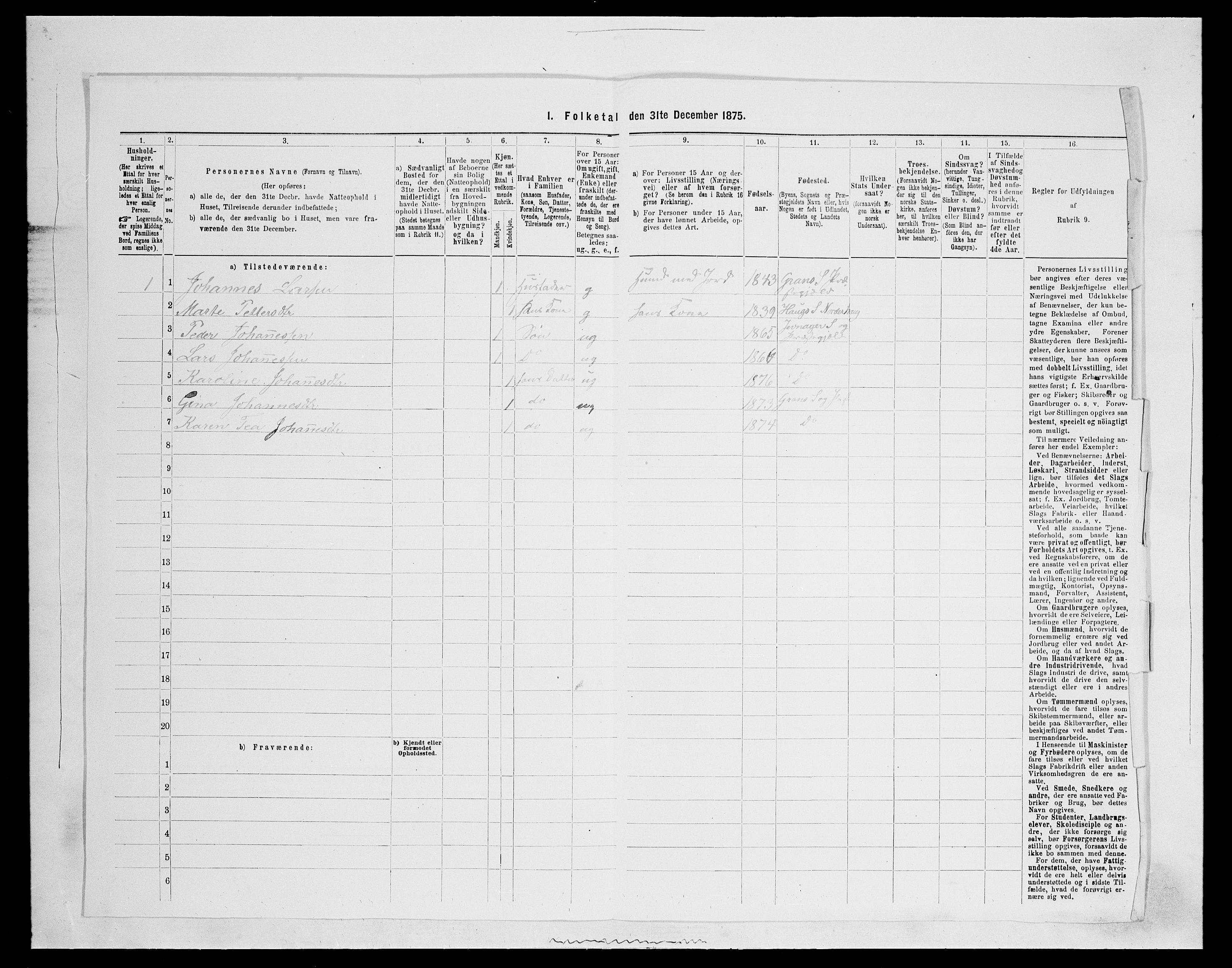 SAH, Folketelling 1875 for 0534P Gran prestegjeld, 1875, s. 2532