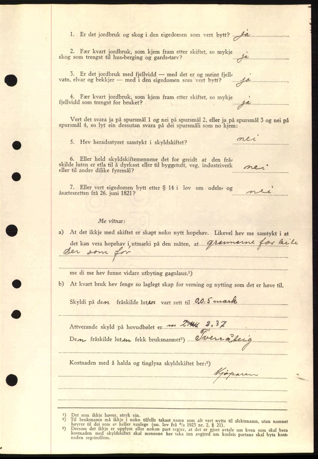 Nordre Sunnmøre sorenskriveri, AV/SAT-A-0006/1/2/2C/2Ca: Pantebok nr. A11, 1941-1941, Dagboknr: 1026/1941