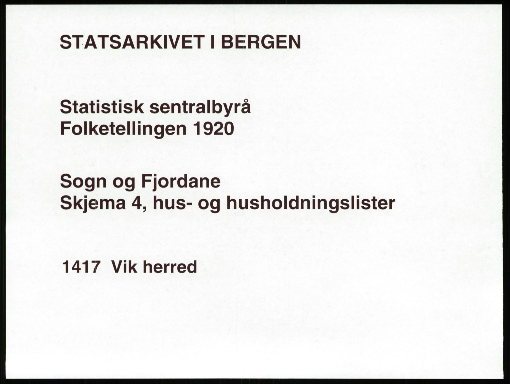 SAB, Folketelling 1920 for 1417 Vik herred, 1920, s. 57